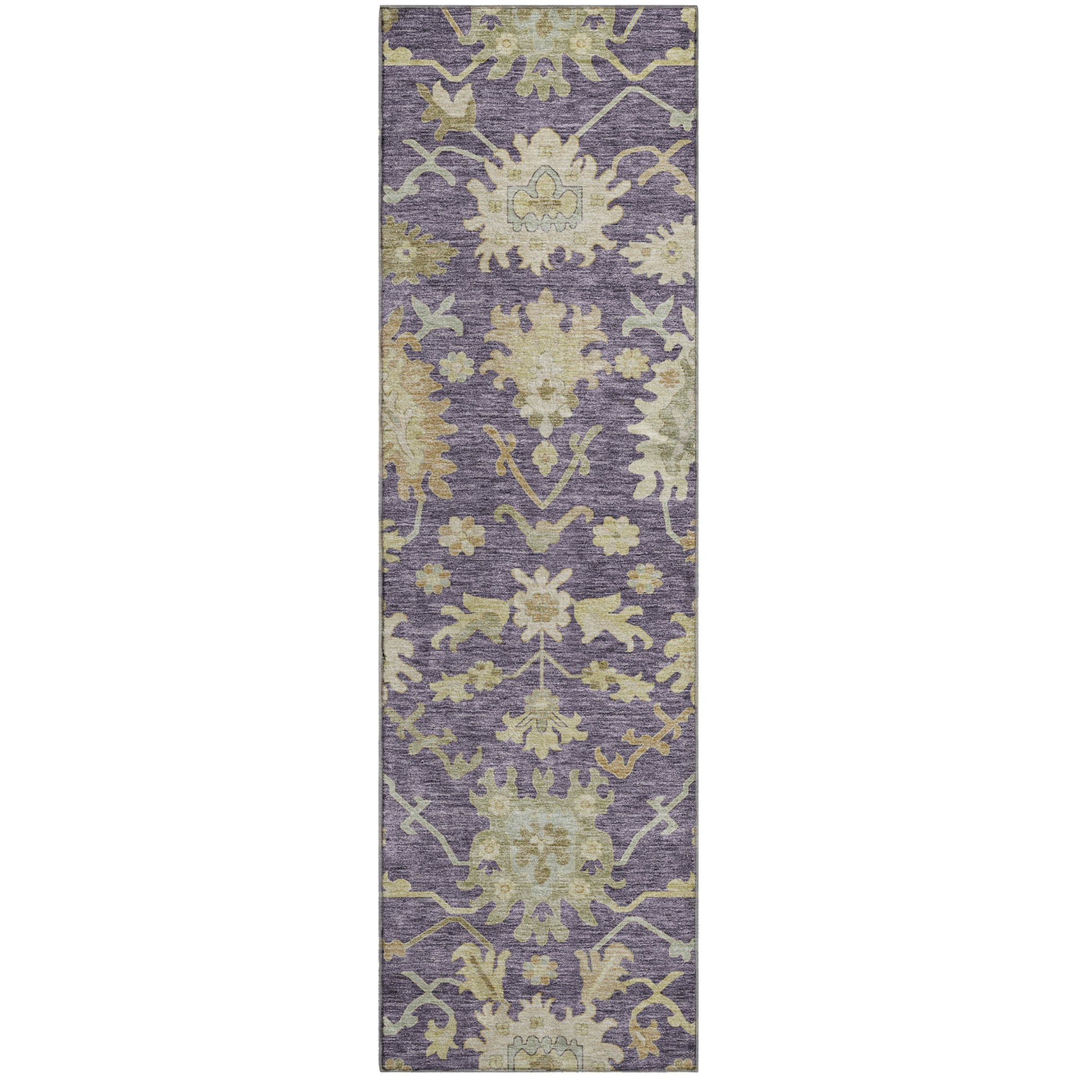 Baku Machine Washable Traditional Eggplant Purple Rug 2'3" x 7'6" #shape_Runner