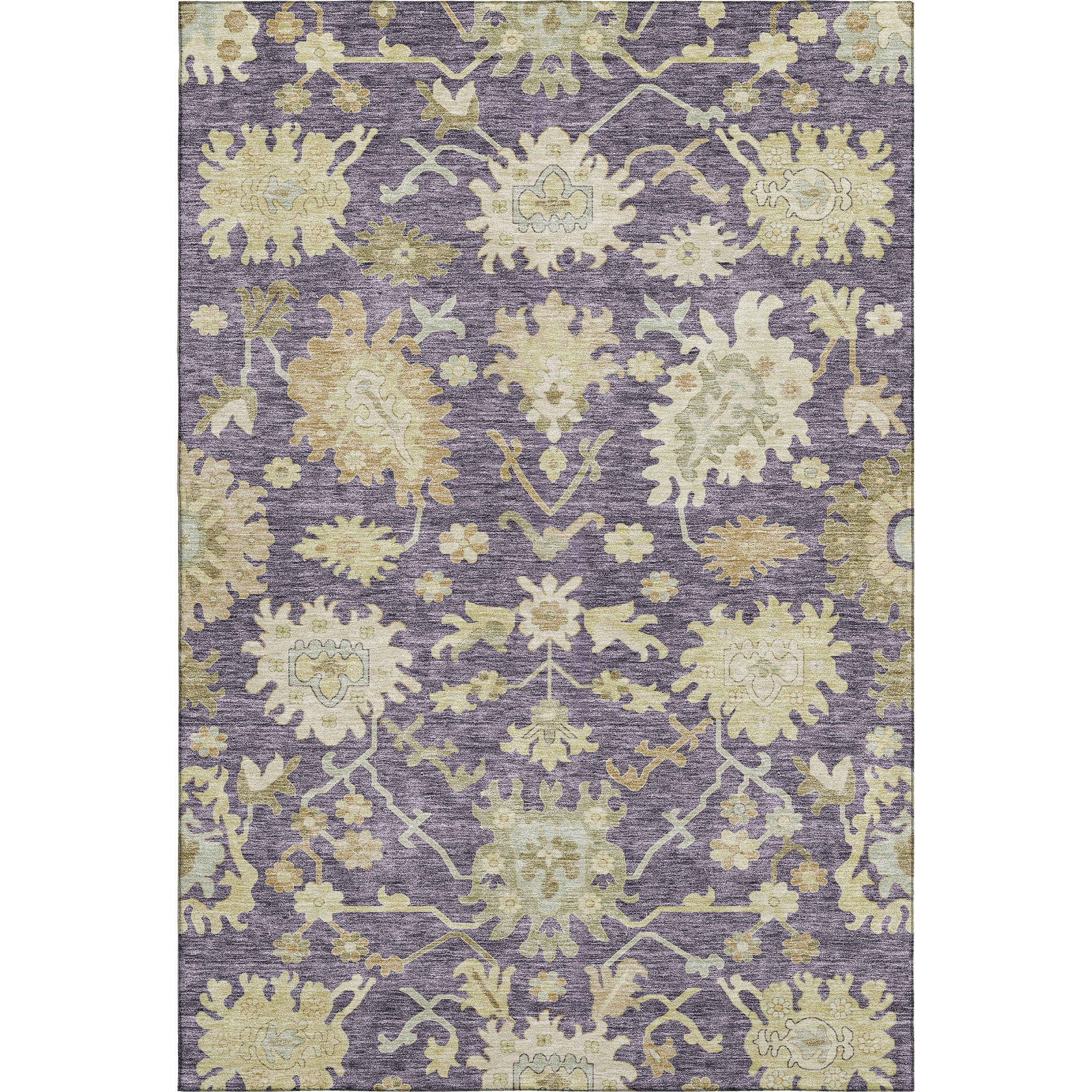 Baku Machine Washable Traditional Eggplant Purple Rug 2'6" x 3'10" #shape_Rectangle