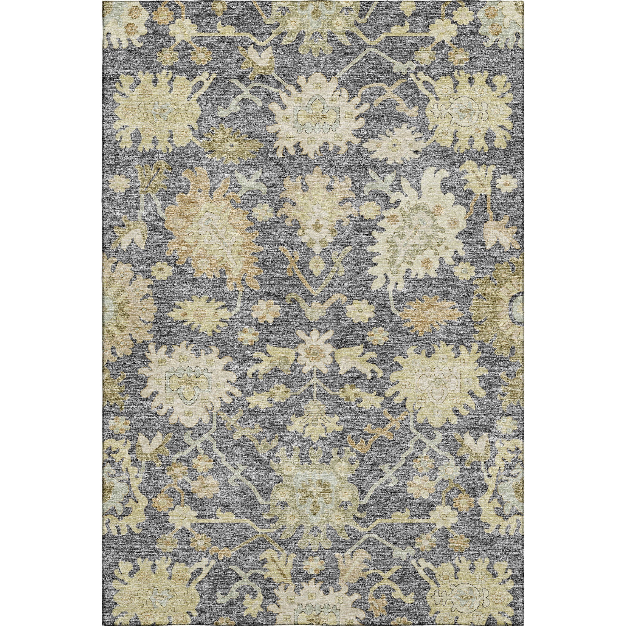 Baku Machine Washable Traditional Gray Rug 2'6" x 3'10" #shape_Rectangle
