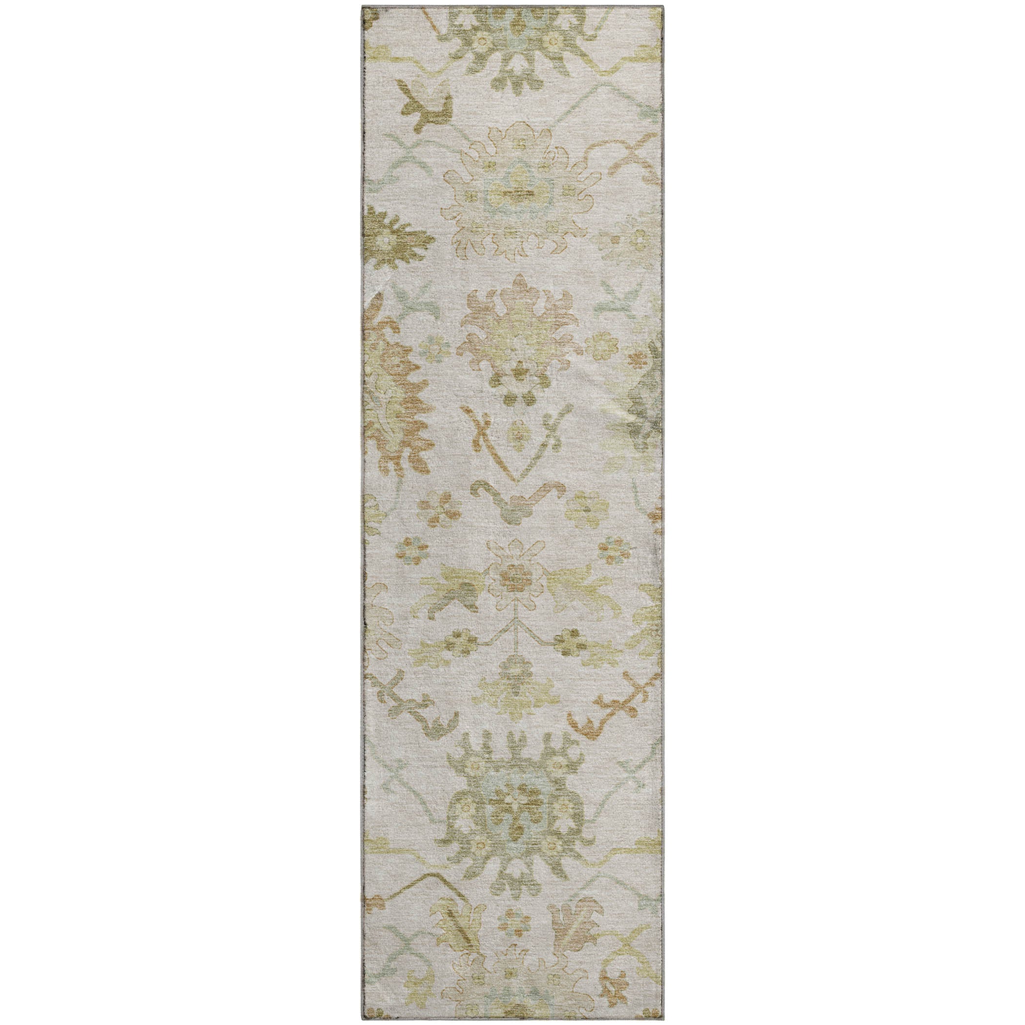 Baku Machine Washable Traditional Ivory Rug 2'3" x 7'6" #shape_Runner