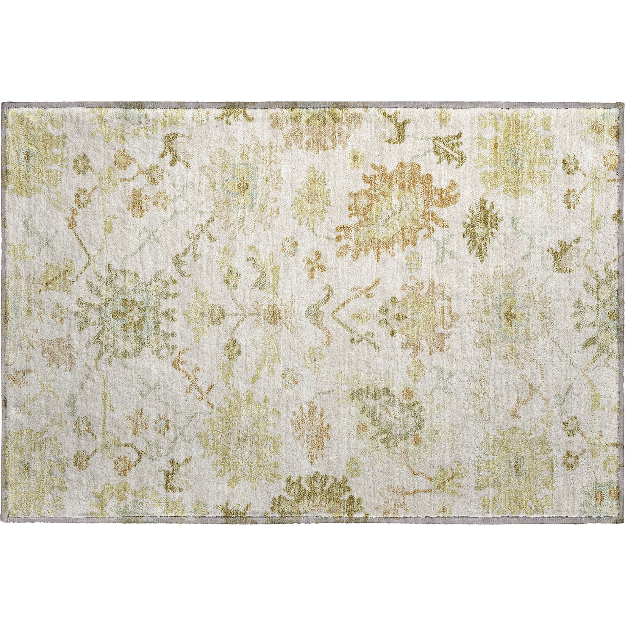 Baku Machine Washable Traditional Ivory Rug 1'8" x 2'6" #shape_Rectangle
