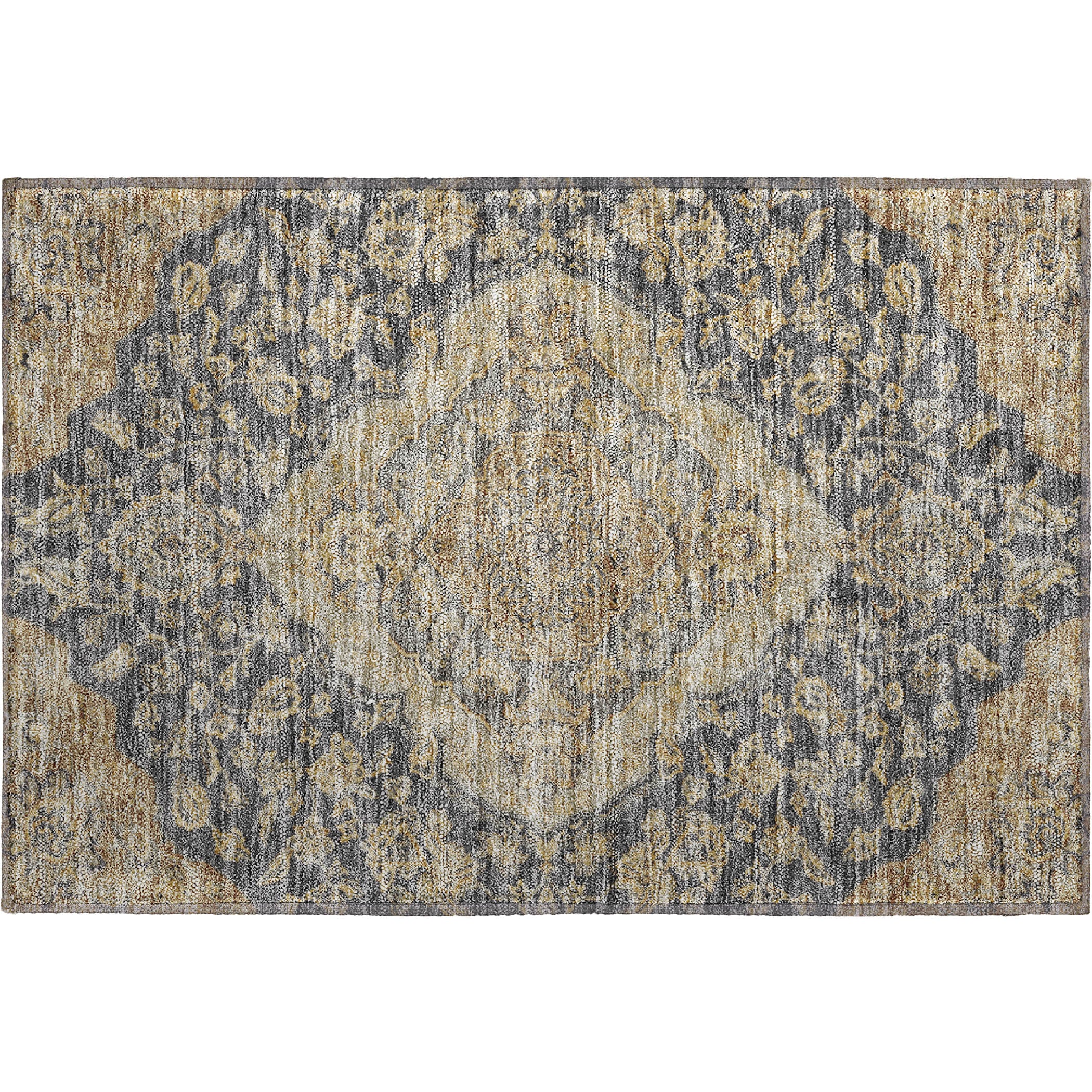 Marrakech Machine Washable Traditional Charcoal Gray Rug 1'8" x 2'6" #shape_Rectangle