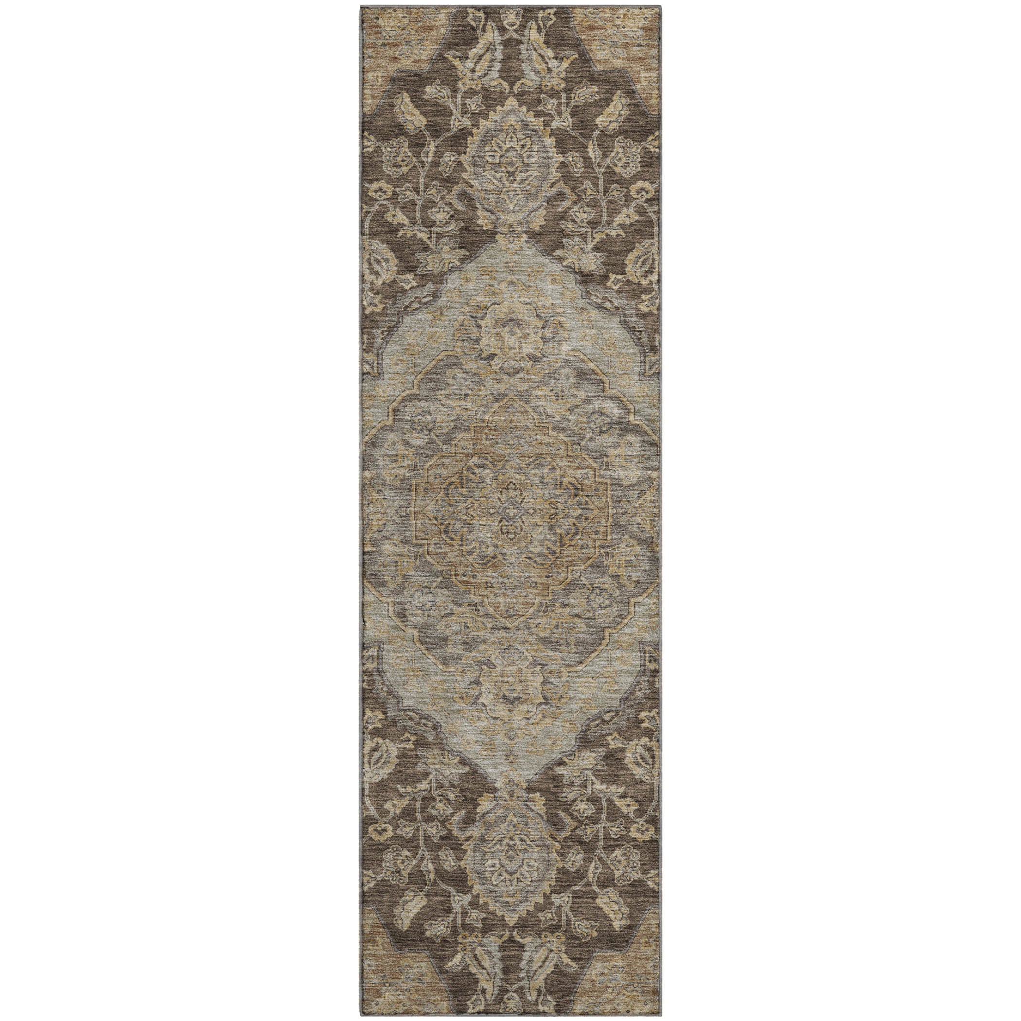 Marrakech Machine Washable Traditional Chocolate Brown Rug 2'3" x 7'6" #shape_Runner