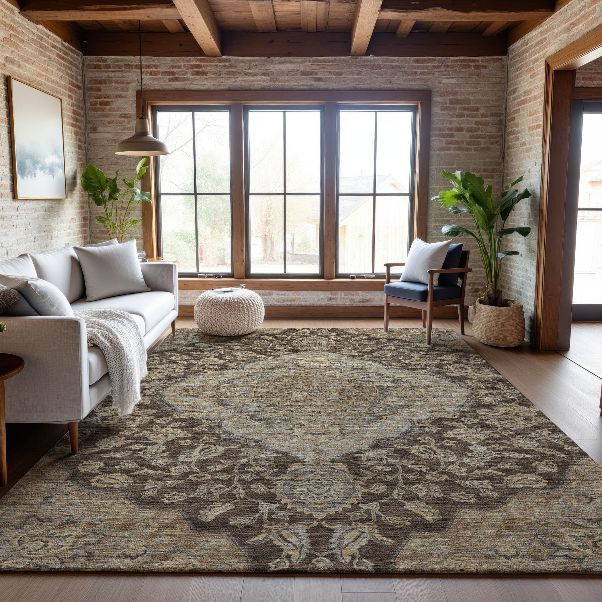 Marrakech Machine Washable Traditional Chocolate Brown Rug 2'6" x 3'10" #shape_Rectangle