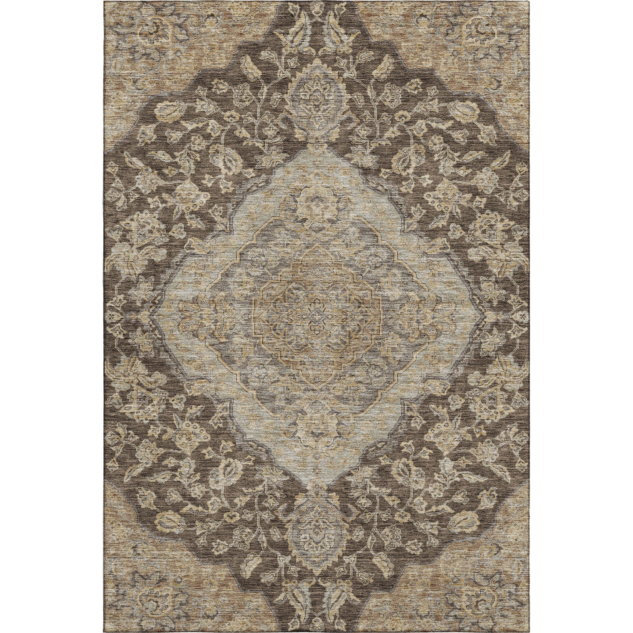 Marrakech Machine Washable Traditional Chocolate Brown Rug 2'6" x 3'10" #shape_Rectangle