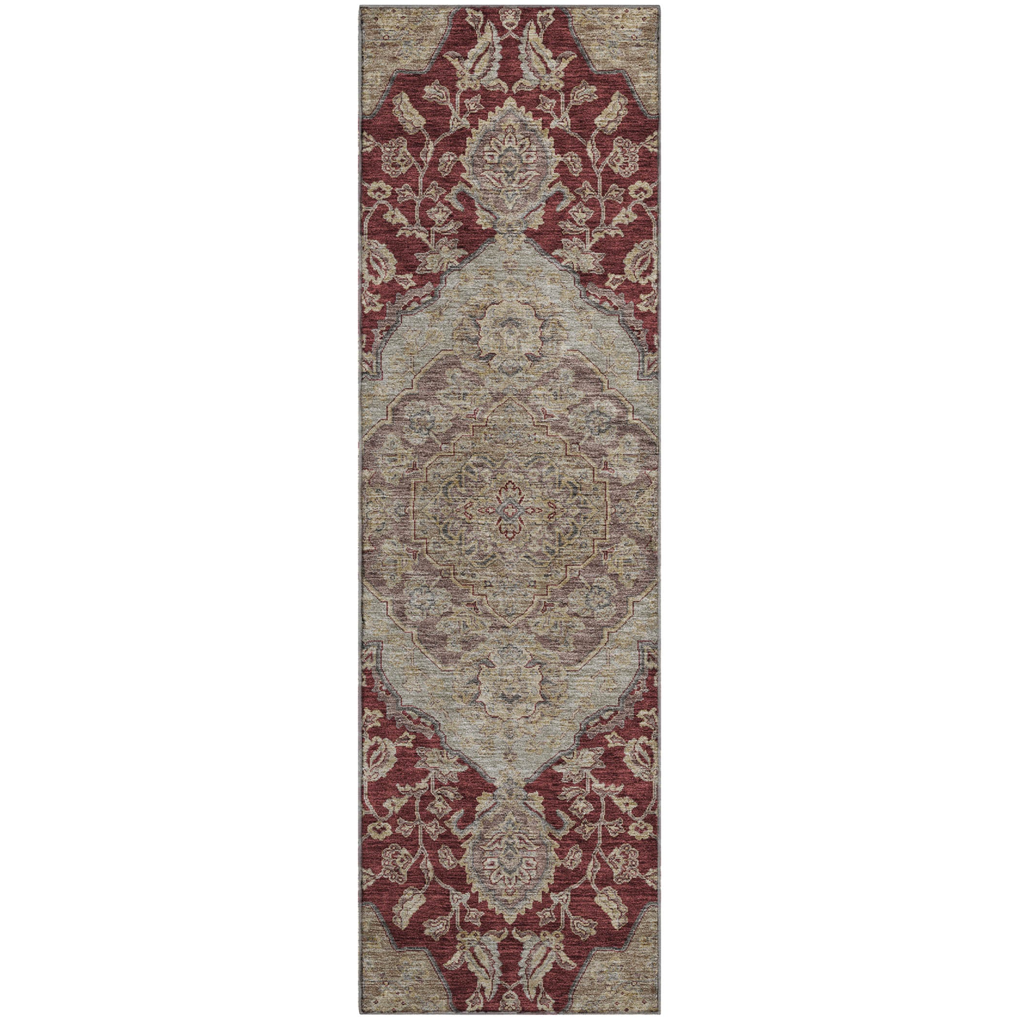 Marrakech Machine Washable Traditional Garnet Red Rug 2'3" x 7'6" #shape_Runner
