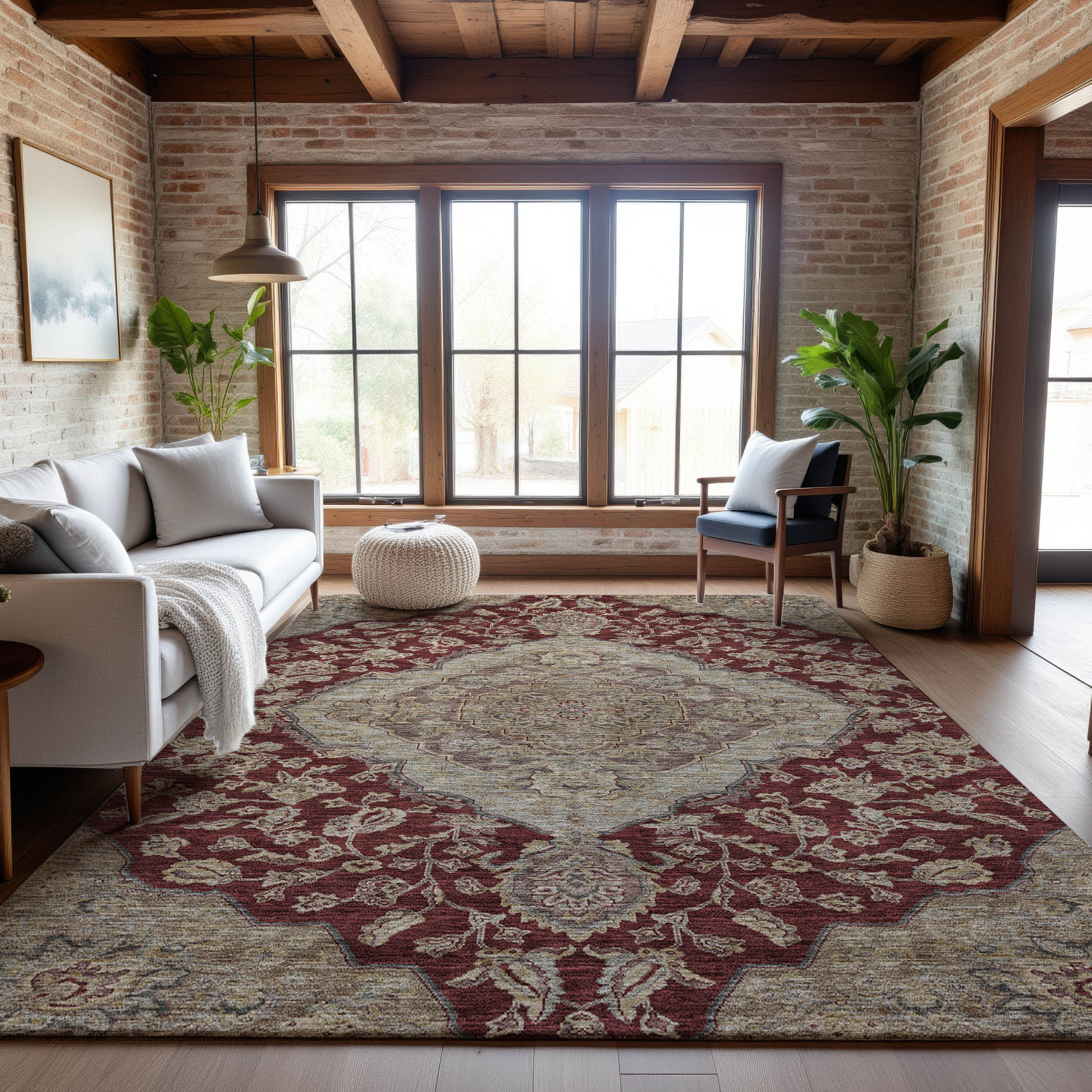 Marrakech Machine Washable Traditional Garnet Red Rug 2'6" x 3'10" #shape_Rectangle