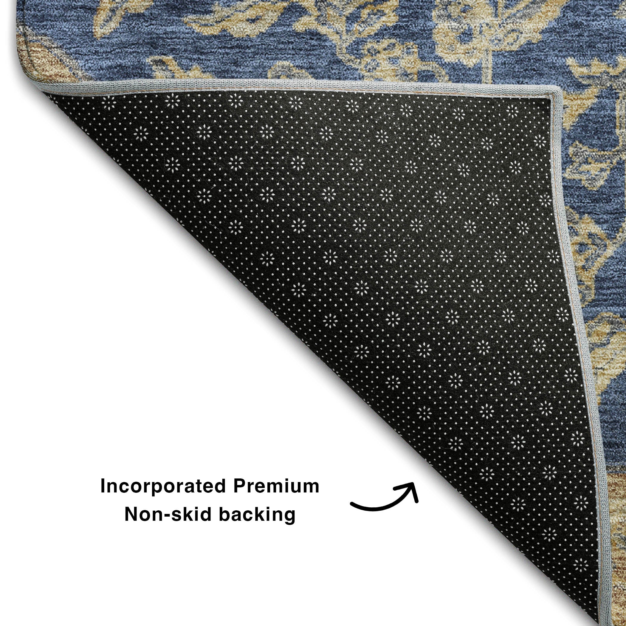 Marrakech Machine Washable Traditional Navy Blue Rug 1'8" x 2'6" #shape_Rectangle