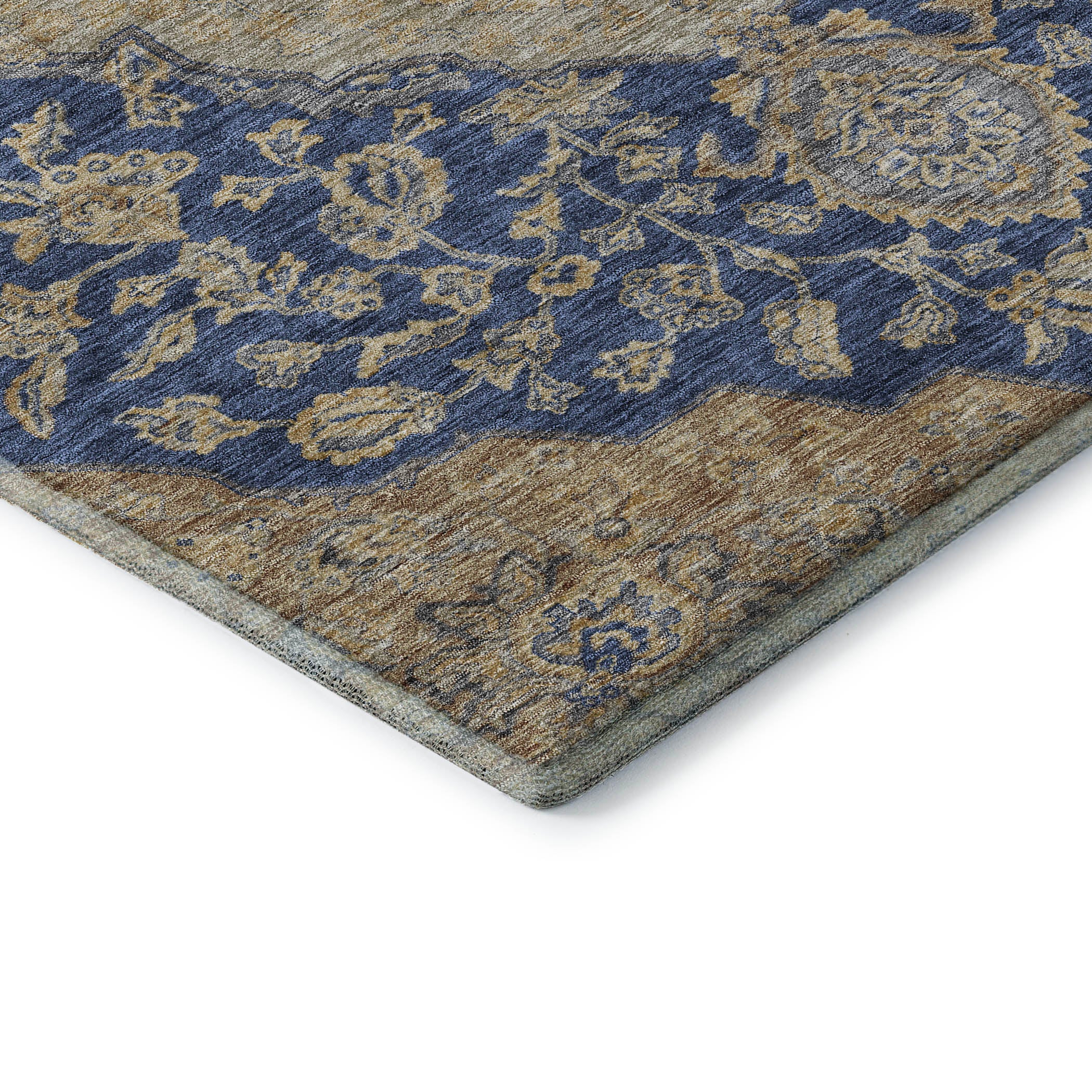 Marrakech Machine Washable Traditional Navy Blue Rug 1'8" x 2'6" #shape_Rectangle