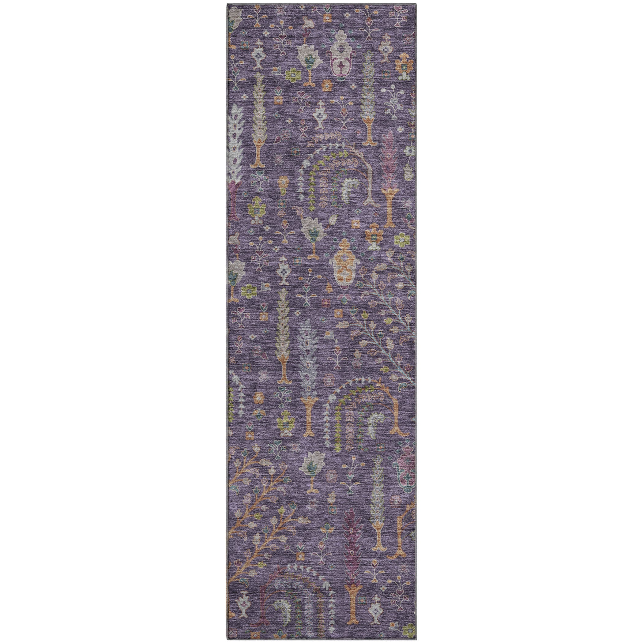 Reykjavik Machine Washable Transitional Eggplant Purple Rug 2'3" x 7'6" #shape_Runner