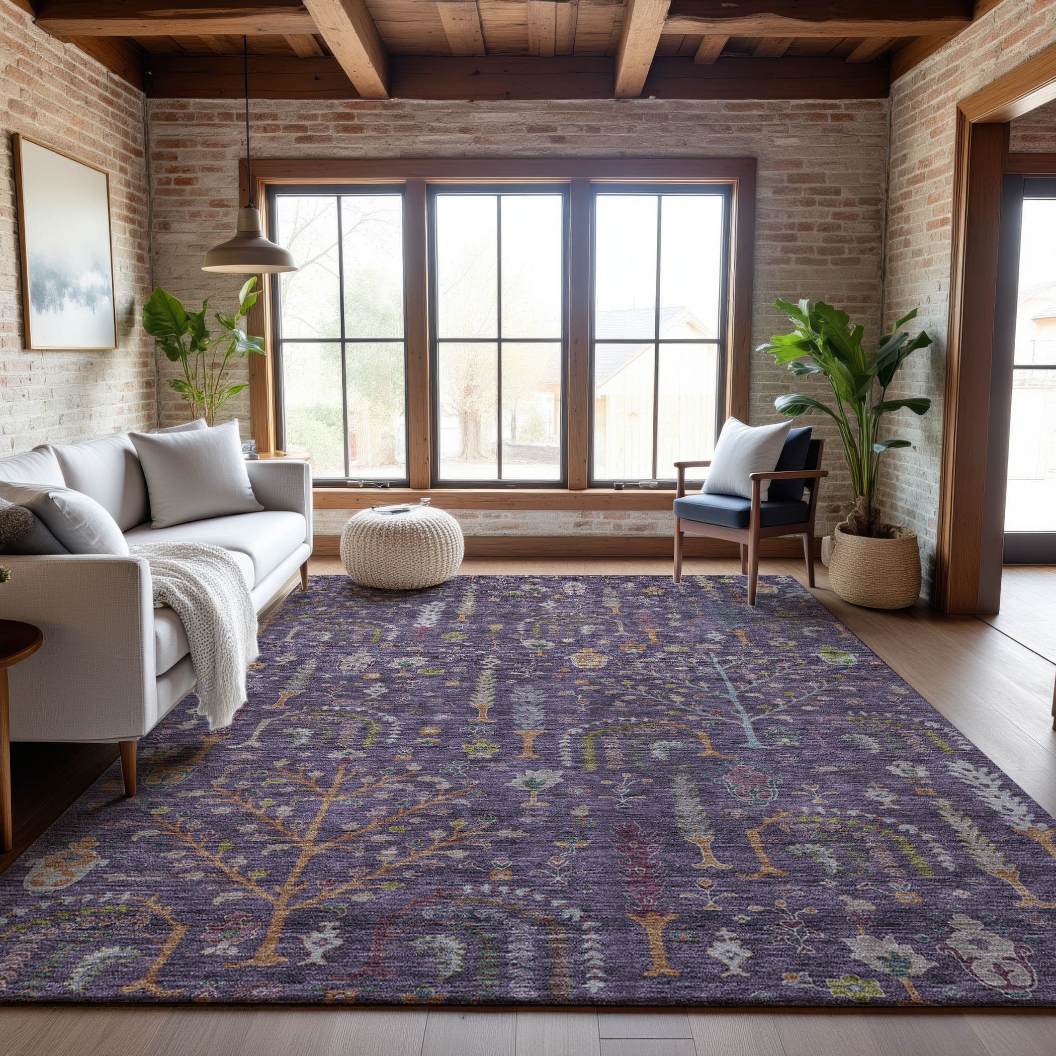 Reykjavik Machine Washable Transitional Eggplant Purple Rug 2'6" x 3'10" #shape_Rectangle