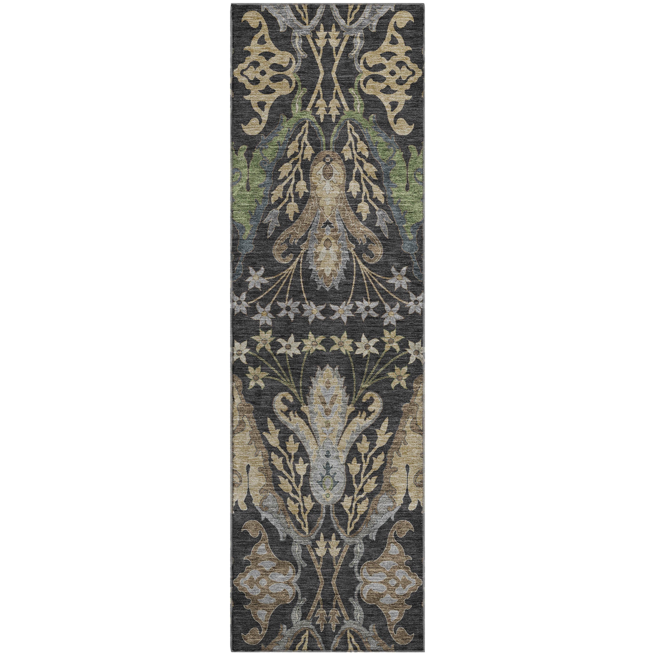 Tallinn Machine Washable Transitional Black Rug 2'3" x 7'6" #shape_Runner
