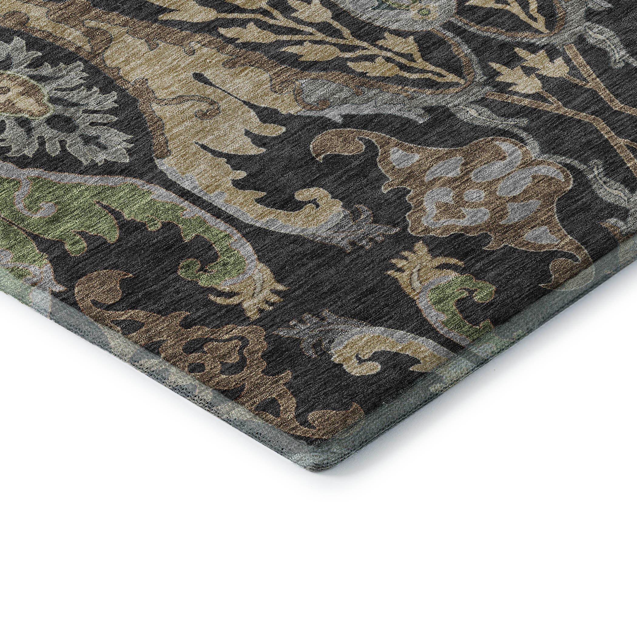 Tallinn Machine Washable Transitional Black Rug 1'8" x 2'6" #shape_Rectangle