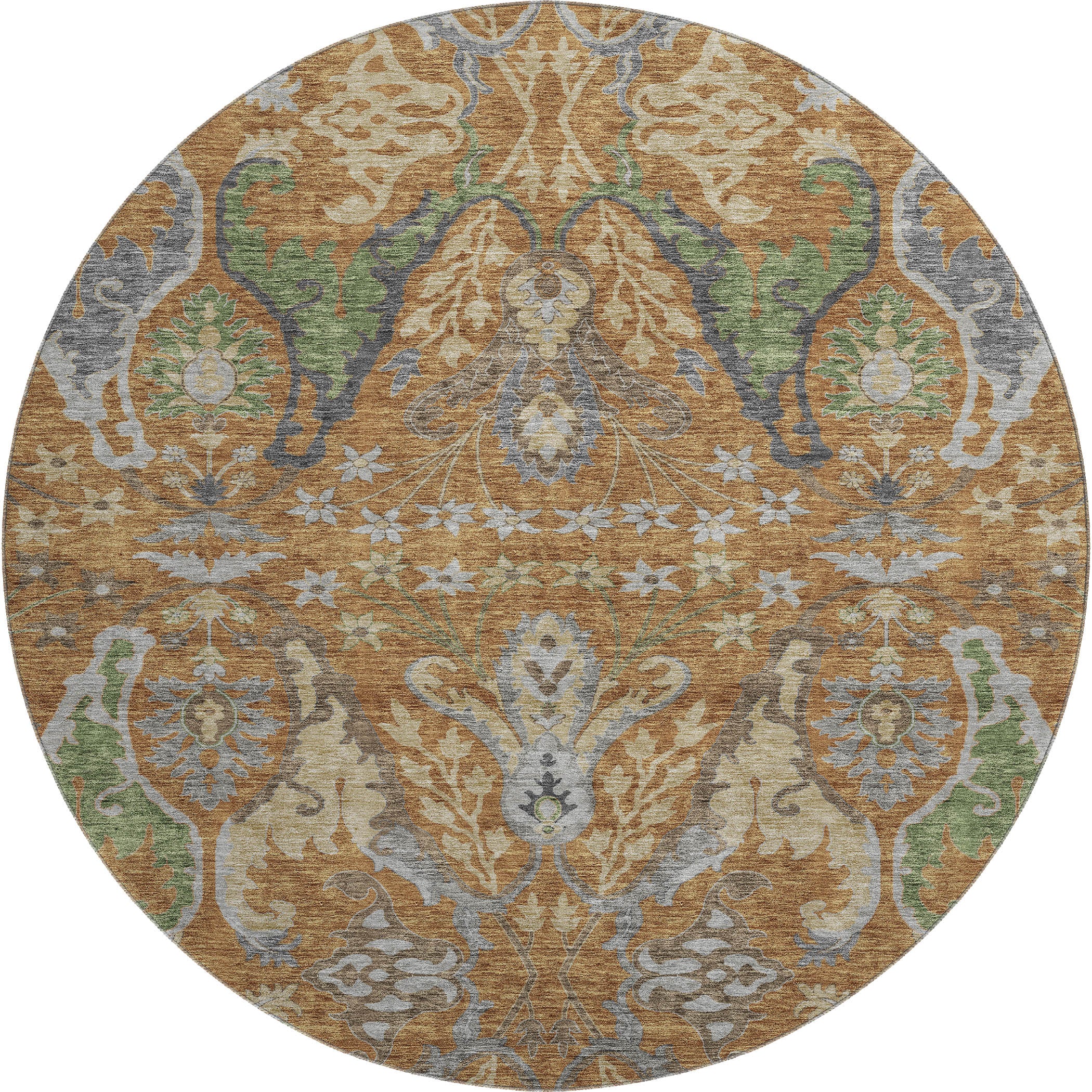 Tallinn Machine Washable Transitional Copper Orange Rug 8' x 8' #shape_Round