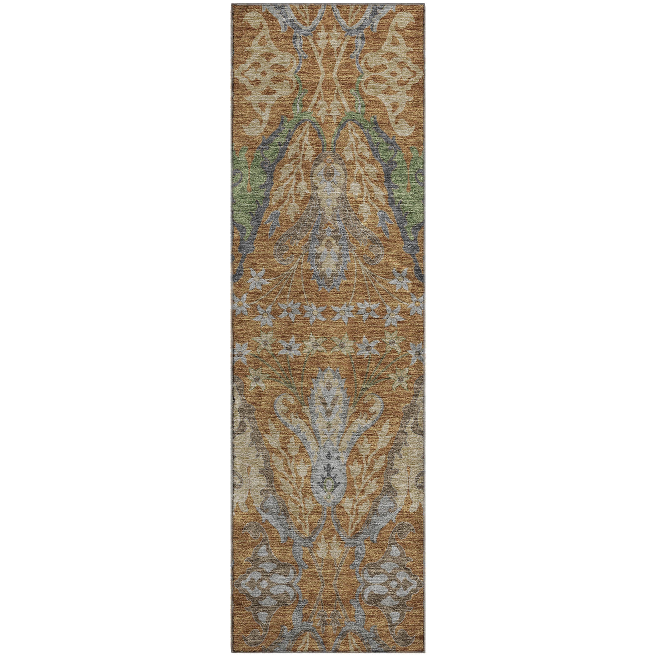 Tallinn Machine Washable Transitional Copper Orange Rug 2'3" x 7'6" #shape_Runner