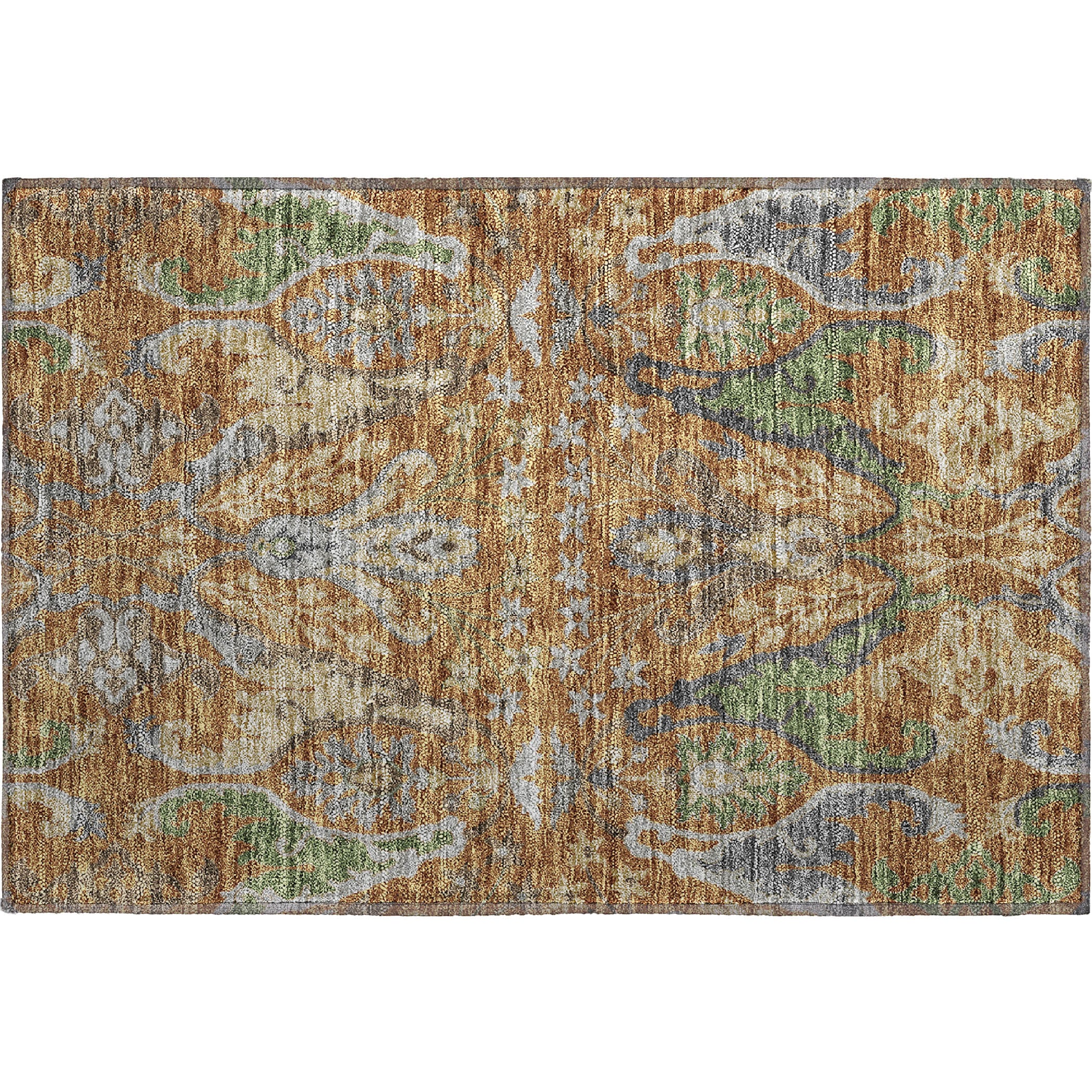 Tallinn Machine Washable Transitional Copper Orange Rug 1'8" x 2'6" #shape_Rectangle
