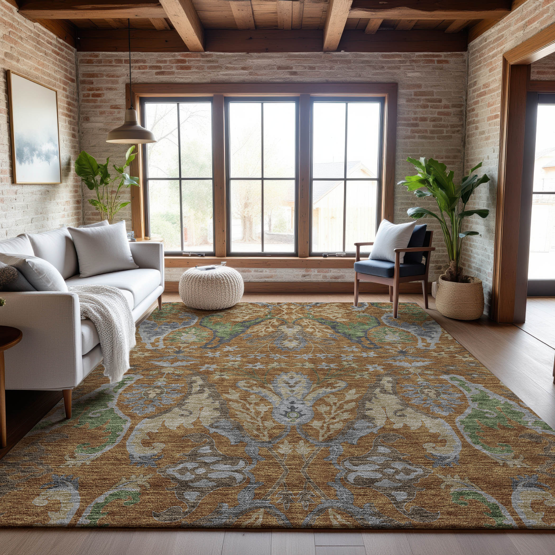 Tallinn Machine Washable Transitional Copper Orange Rug 2'6" x 3'10" #shape_Rectangle