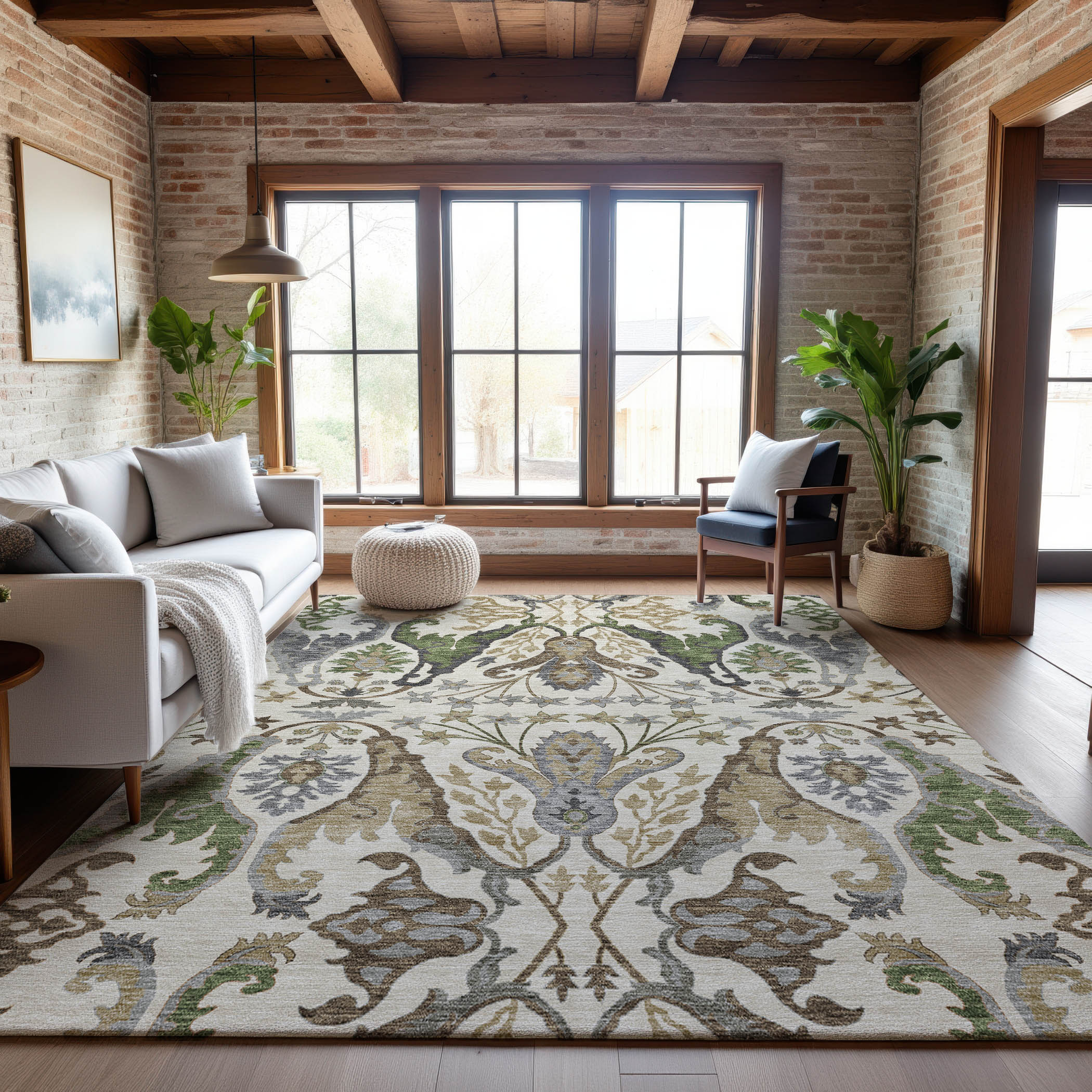 Tallinn Machine Washable Transitional Ivory Rug 2'6" x 3'10" #shape_Rectangle