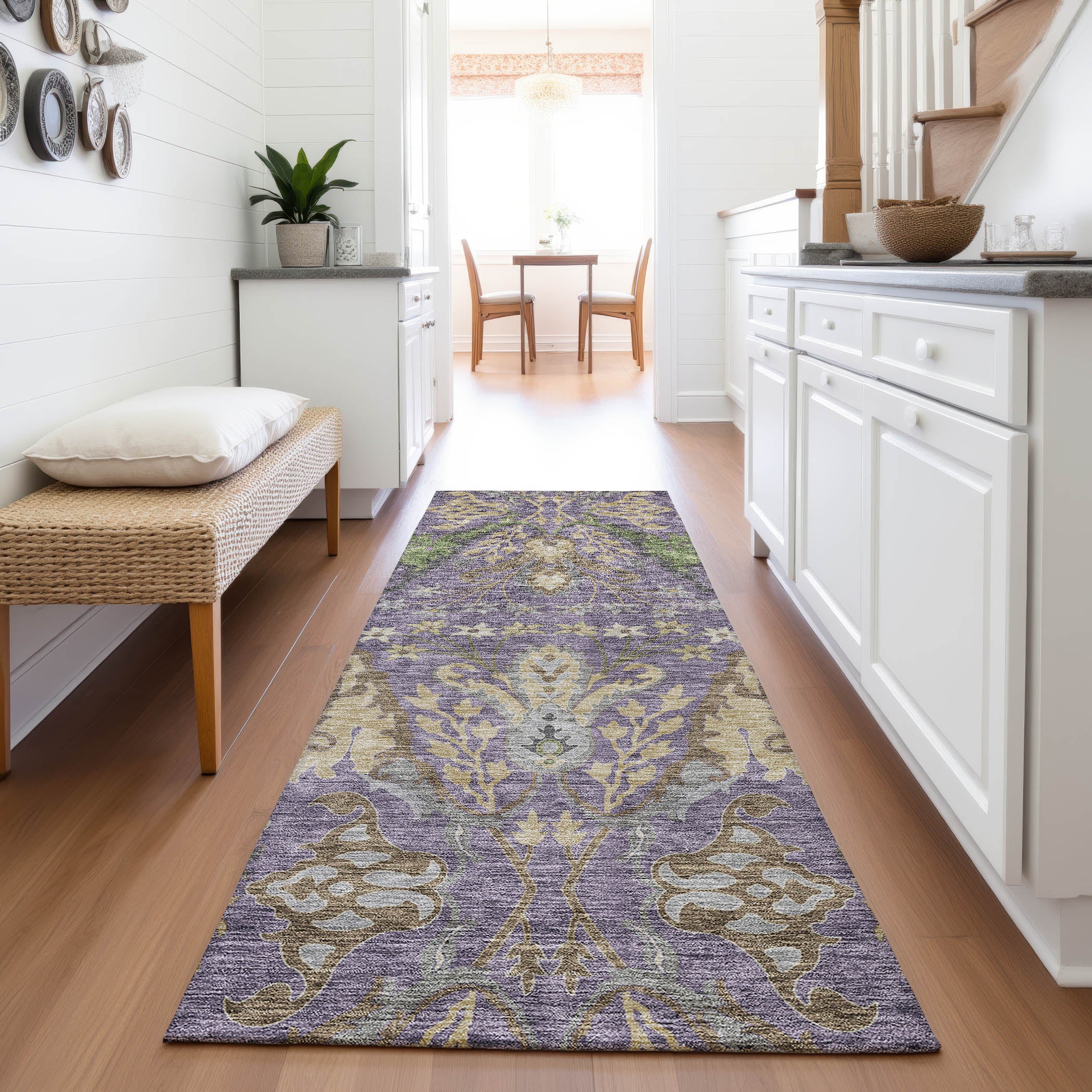 Tallinn Machine Washable Transitional Purple Rug 2'3" x 7'6" #shape_Runner