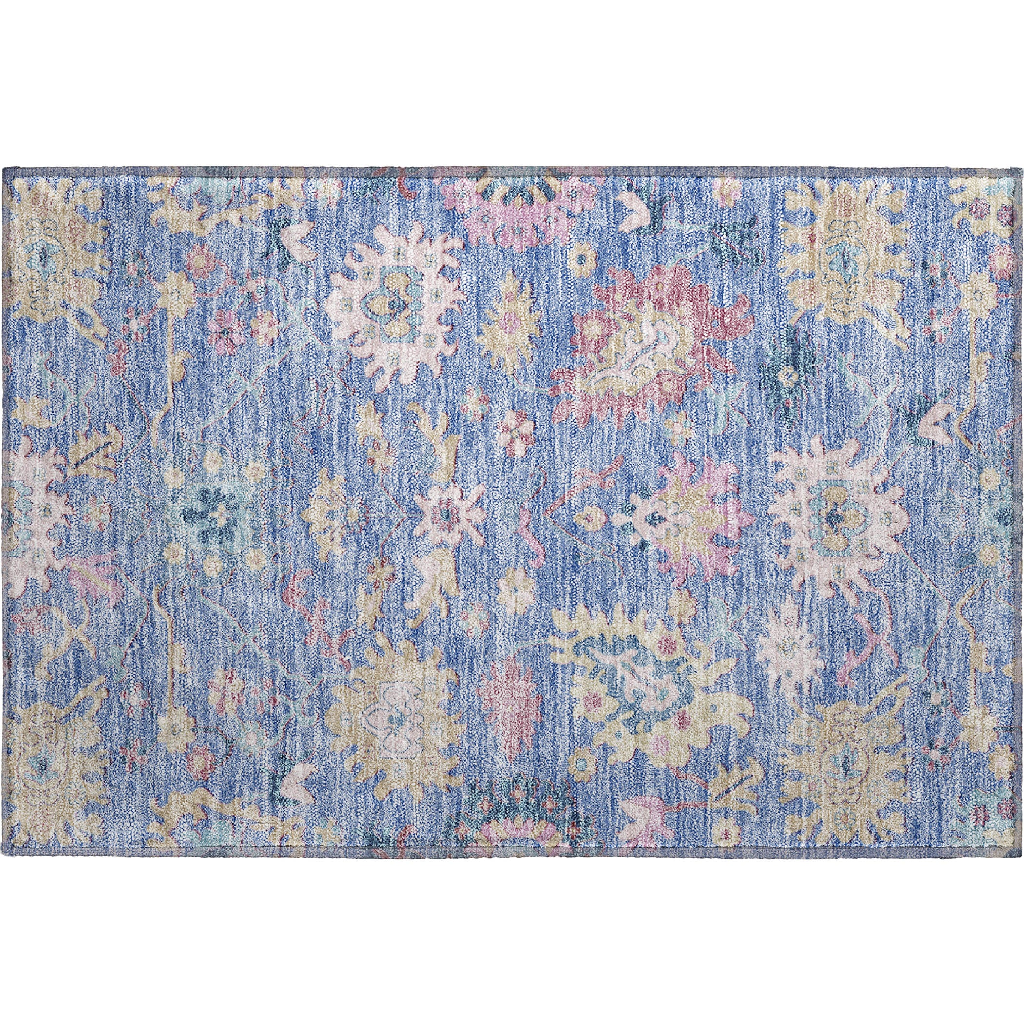 Porto Machine Washable Transitional Blue Rug 1'8" x 2'6" #shape_Rectangle