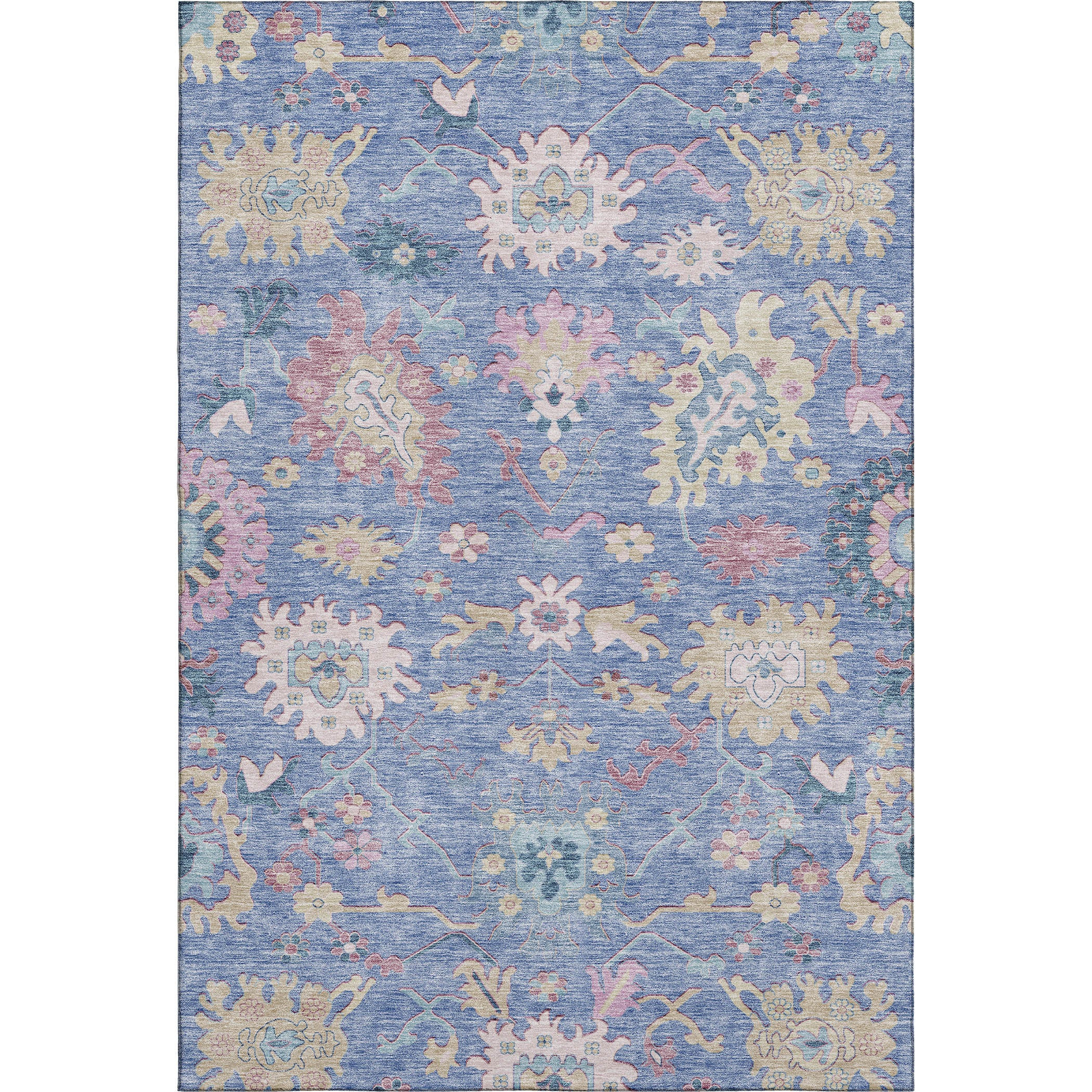 Porto Machine Washable Transitional Blue Rug 2'6" x 3'10" #shape_Rectangle