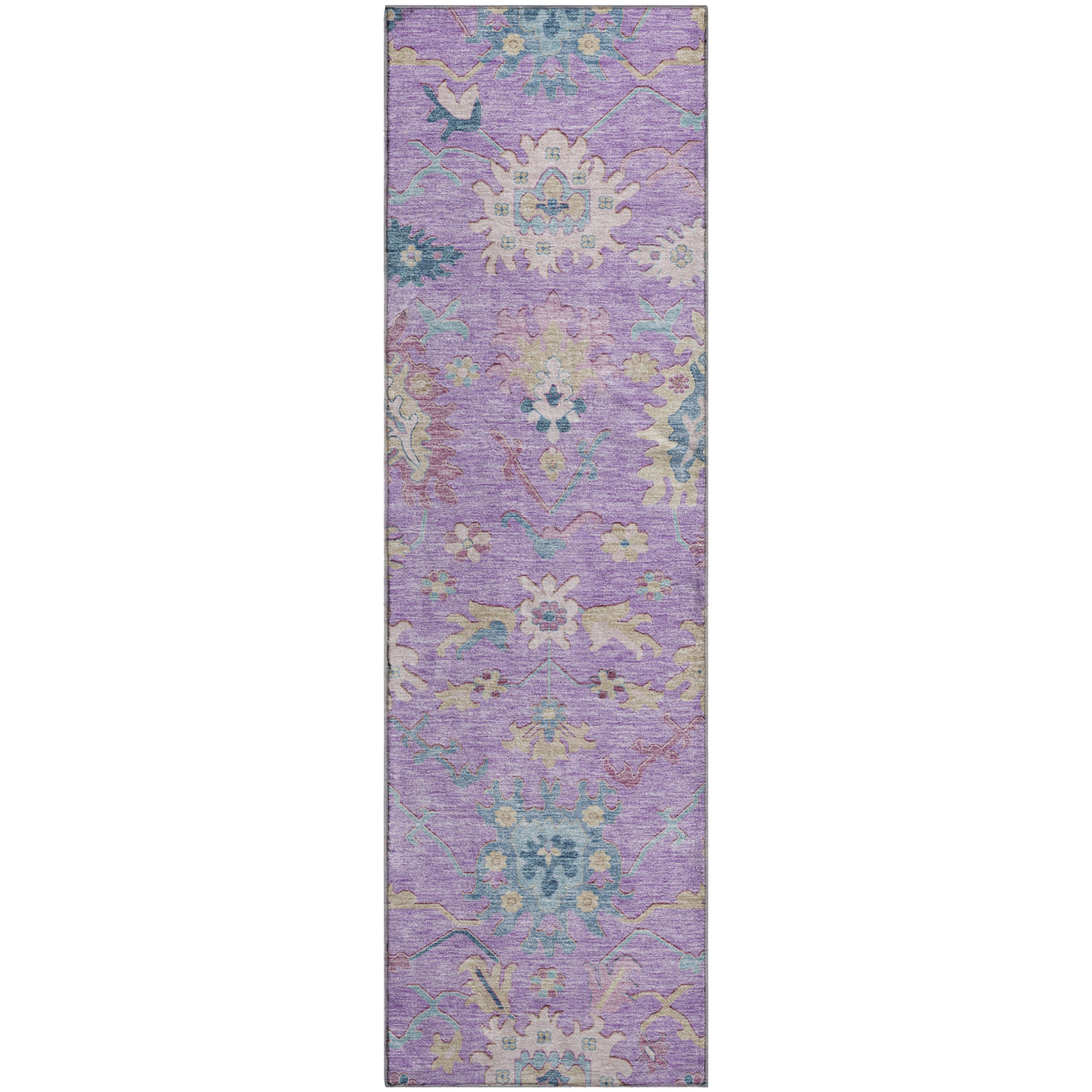 Porto Machine Washable Transitional Purple Rug 2'3" x 7'6" #shape_Runner