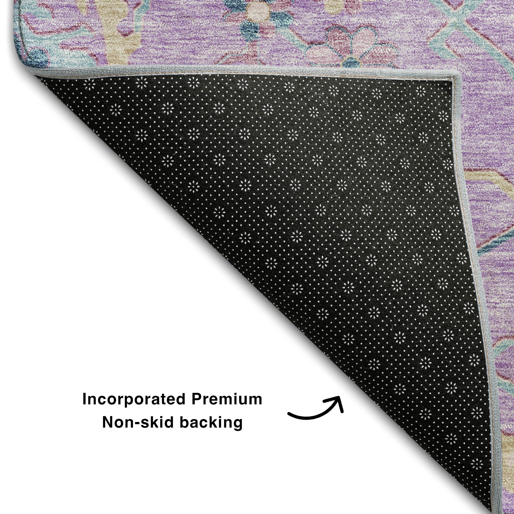Porto Machine Washable Transitional Purple Rug 1'8" x 2'6" #shape_Rectangle