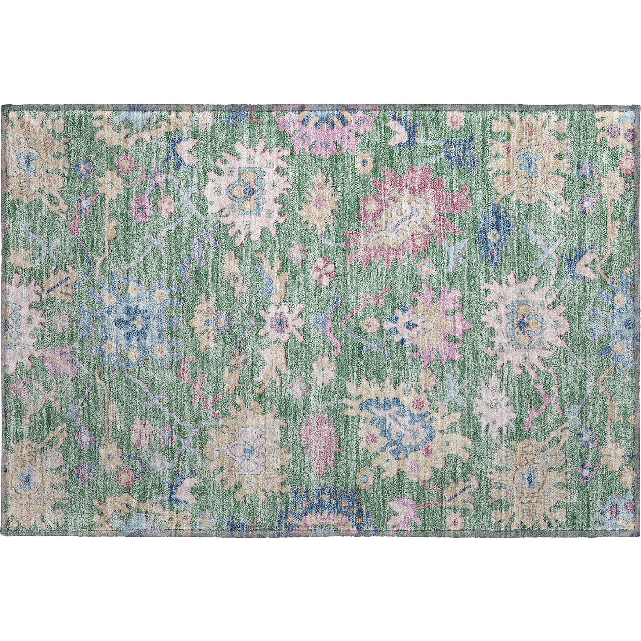 Porto Machine Washable Transitional Sage Green Rug 1'8" x 2'6" #shape_Rectangle