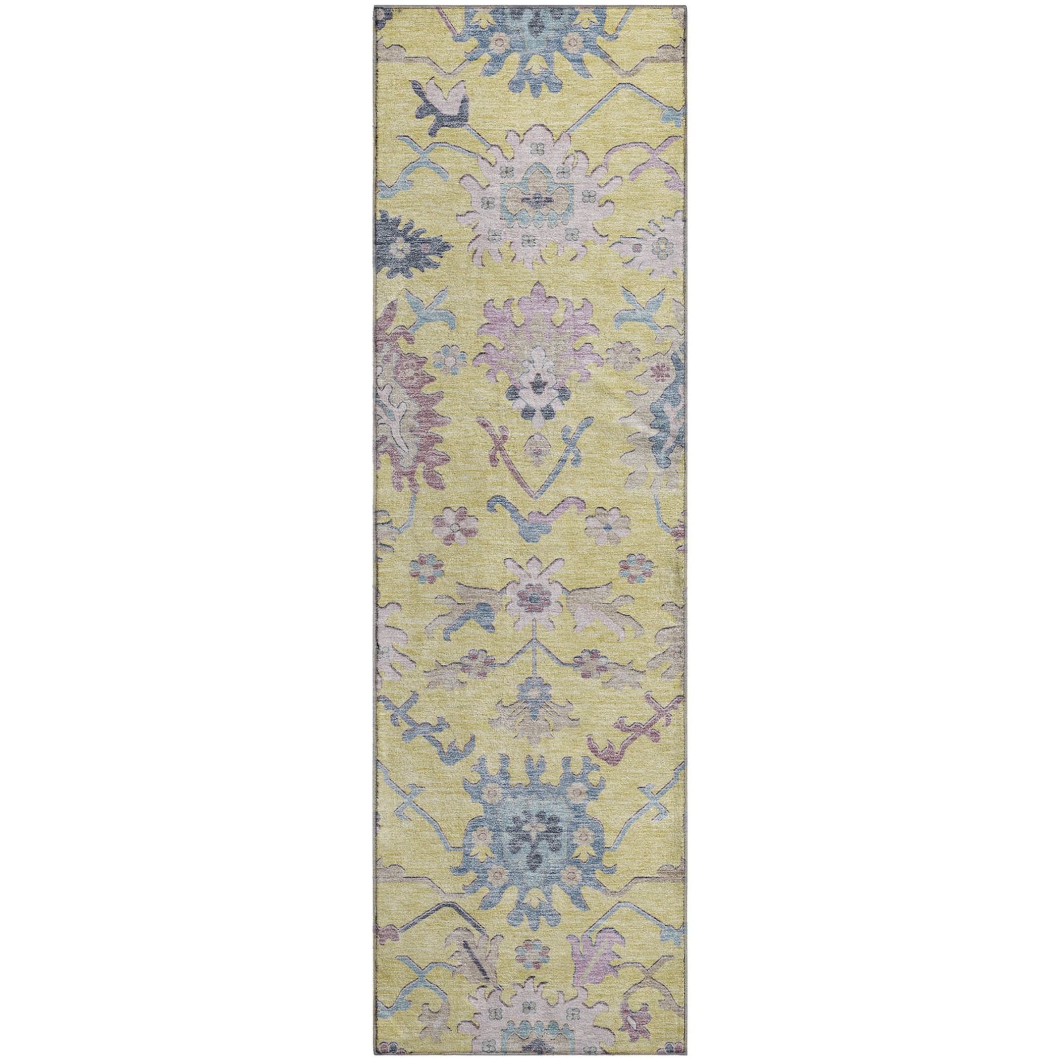 Porto Machine Washable Transitional Yellow Gold Rug 2'3" x 7'6" #shape_Runner