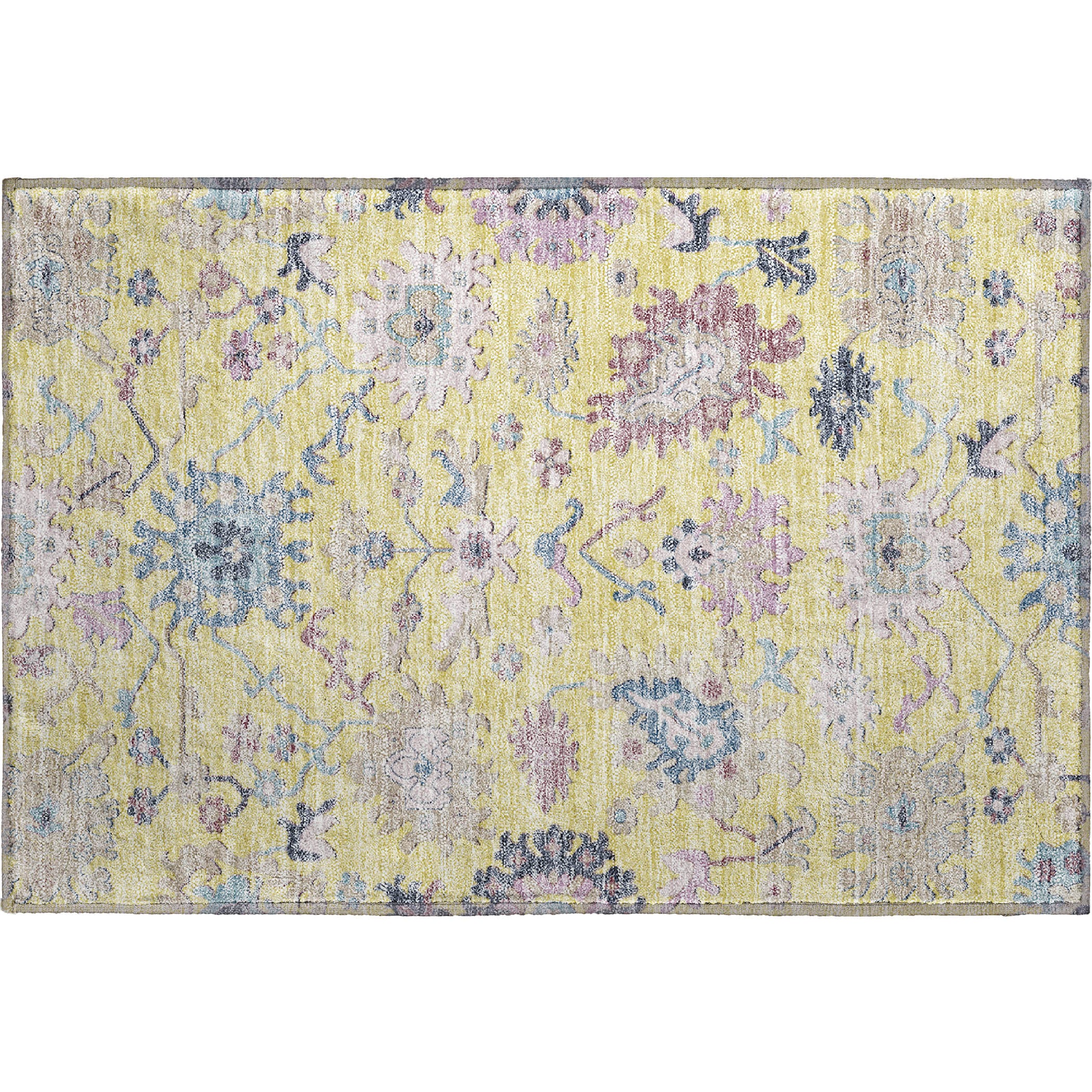 Porto Machine Washable Transitional Yellow Gold Rug 1'8" x 2'6" #shape_Rectangle