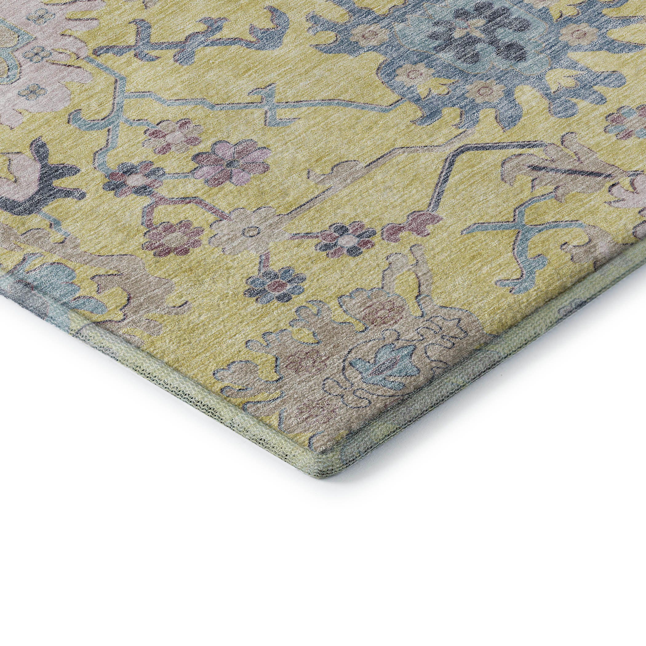 Porto Machine Washable Transitional Yellow Gold Rug 1'8" x 2'6" #shape_Rectangle