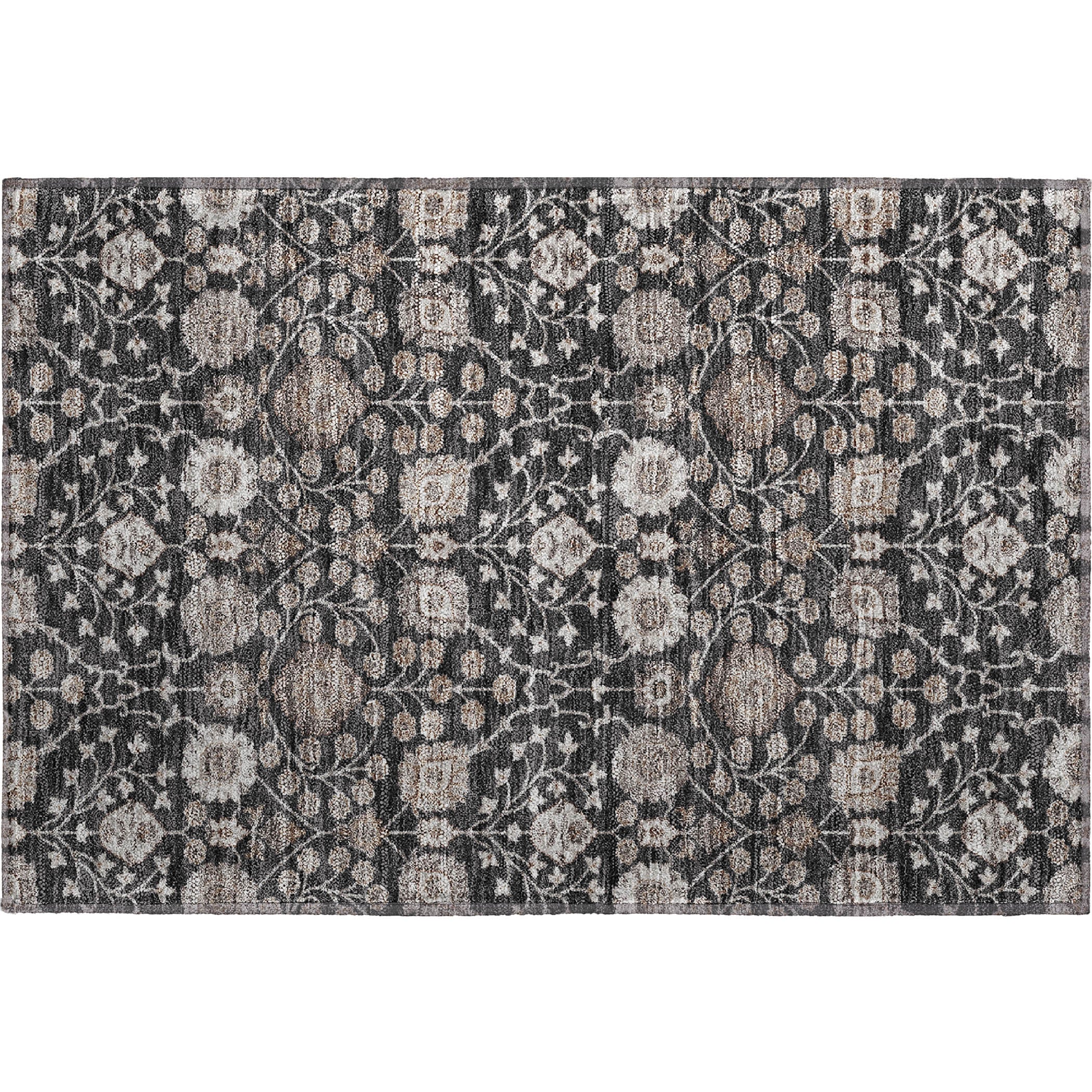 Zanzibar Machine Washable Transitional Black Rug 1'8" x 2'6" #shape_Rectangle