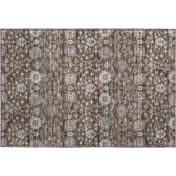 Zanzibar Machine Washable Transitional Chocolate Brown Rug 1'8" x 2'6"
