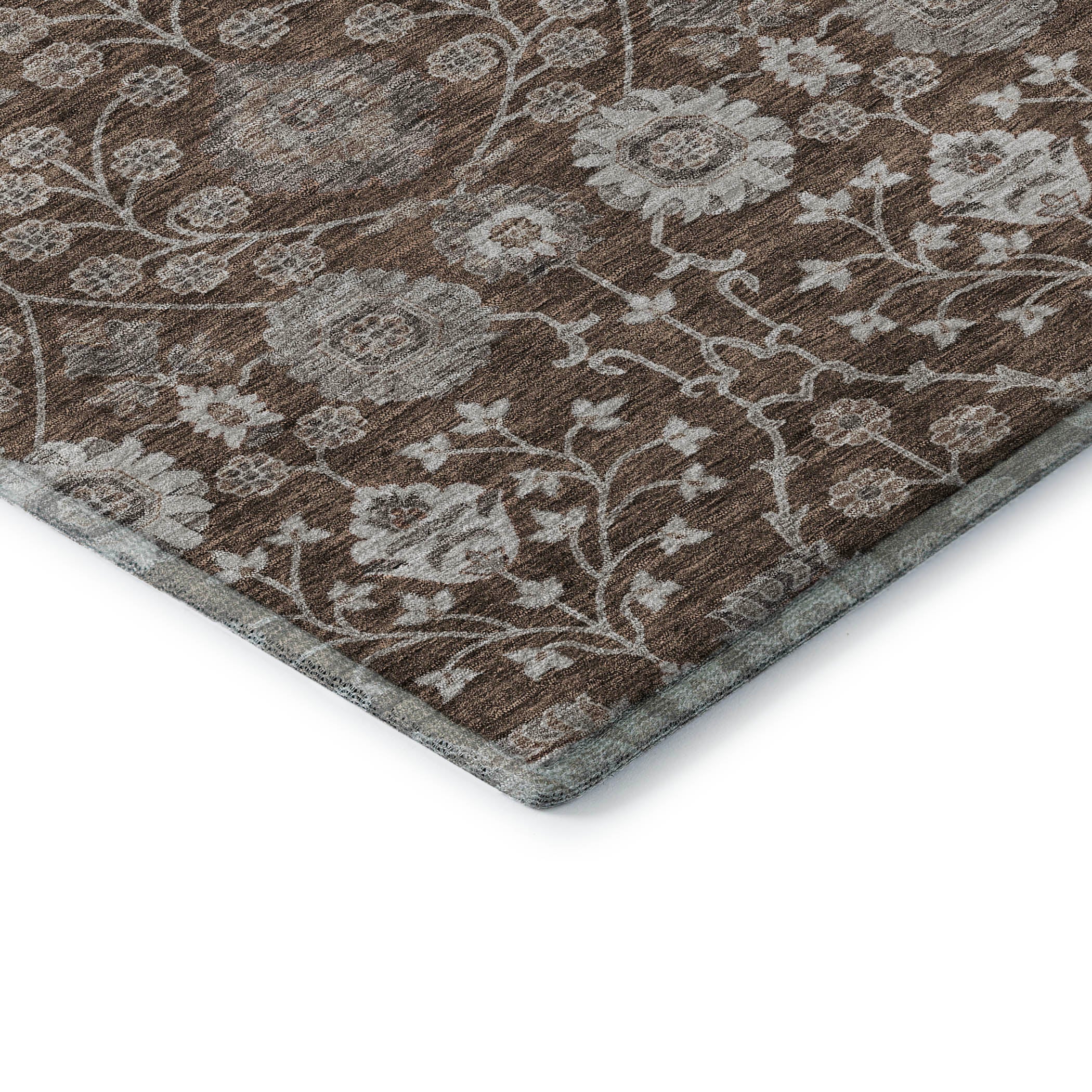 Zanzibar Machine Washable Transitional Chocolate Brown Rug 1'8" x 2'6" #shape_Rectangle
