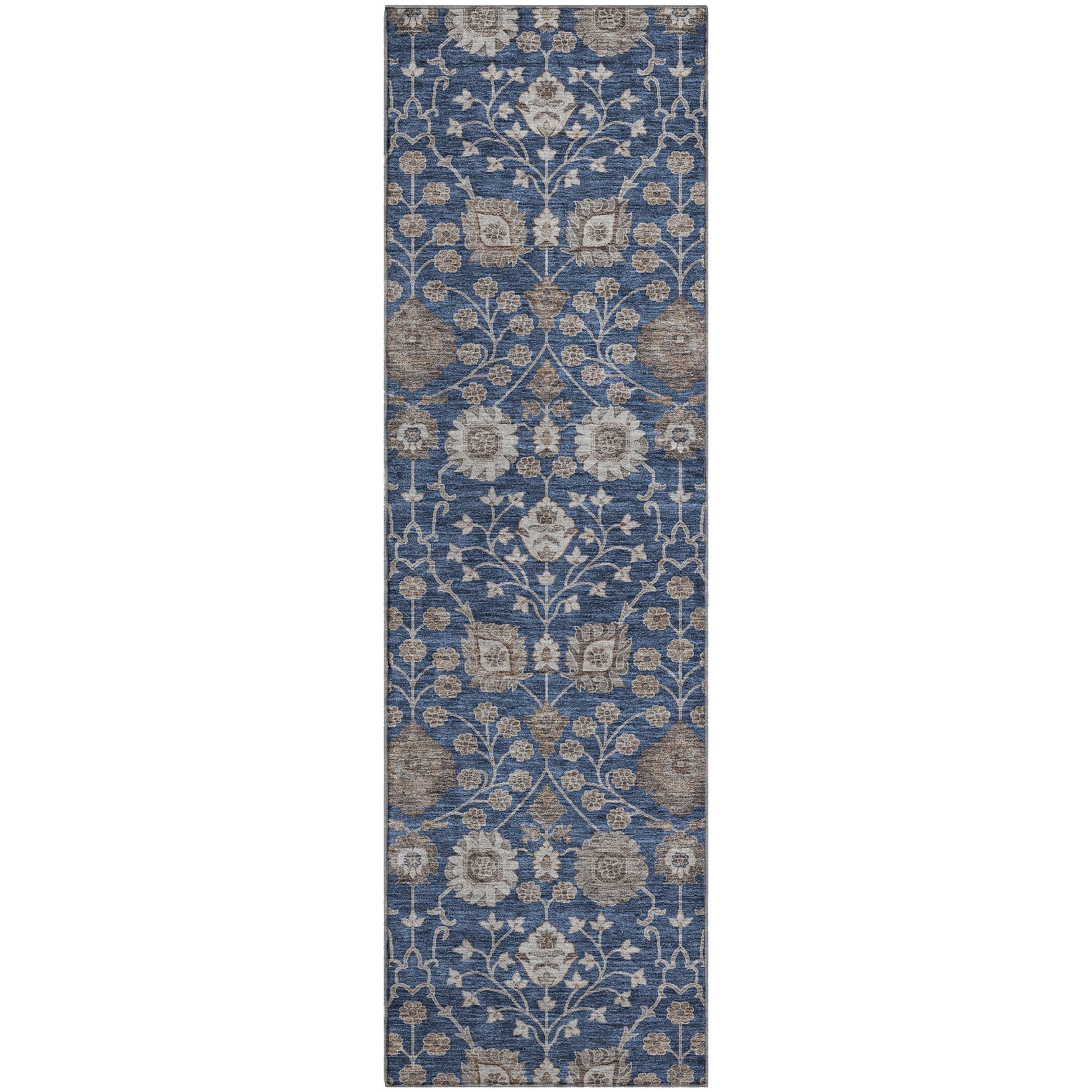 Zanzibar Machine Washable Transitional Navy Blue Rug 2'3" x 7'6" #shape_Runner