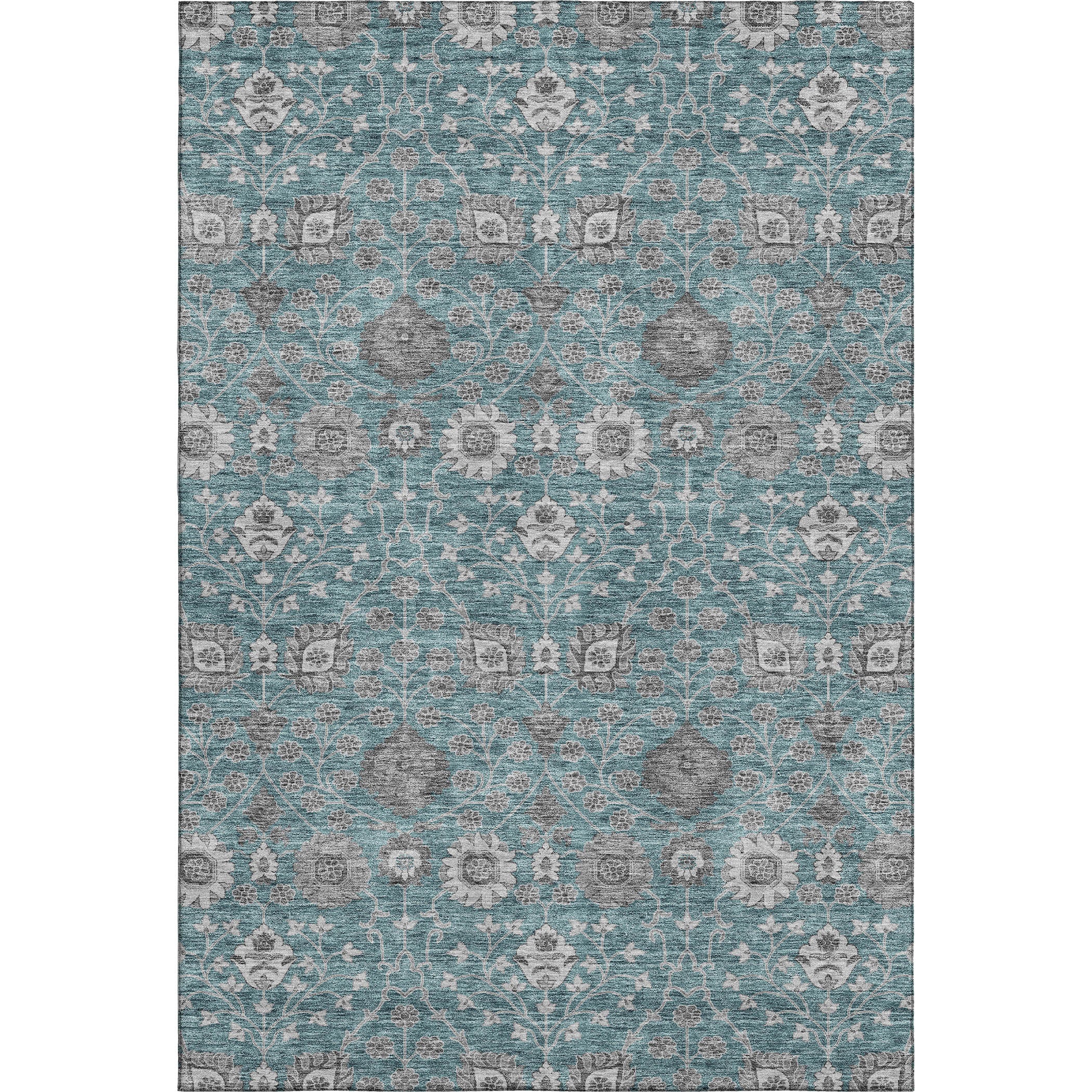 Zanzibar Machine Washable Transitional Teal Rug 2'6" x 3'10" #shape_Rectangle
