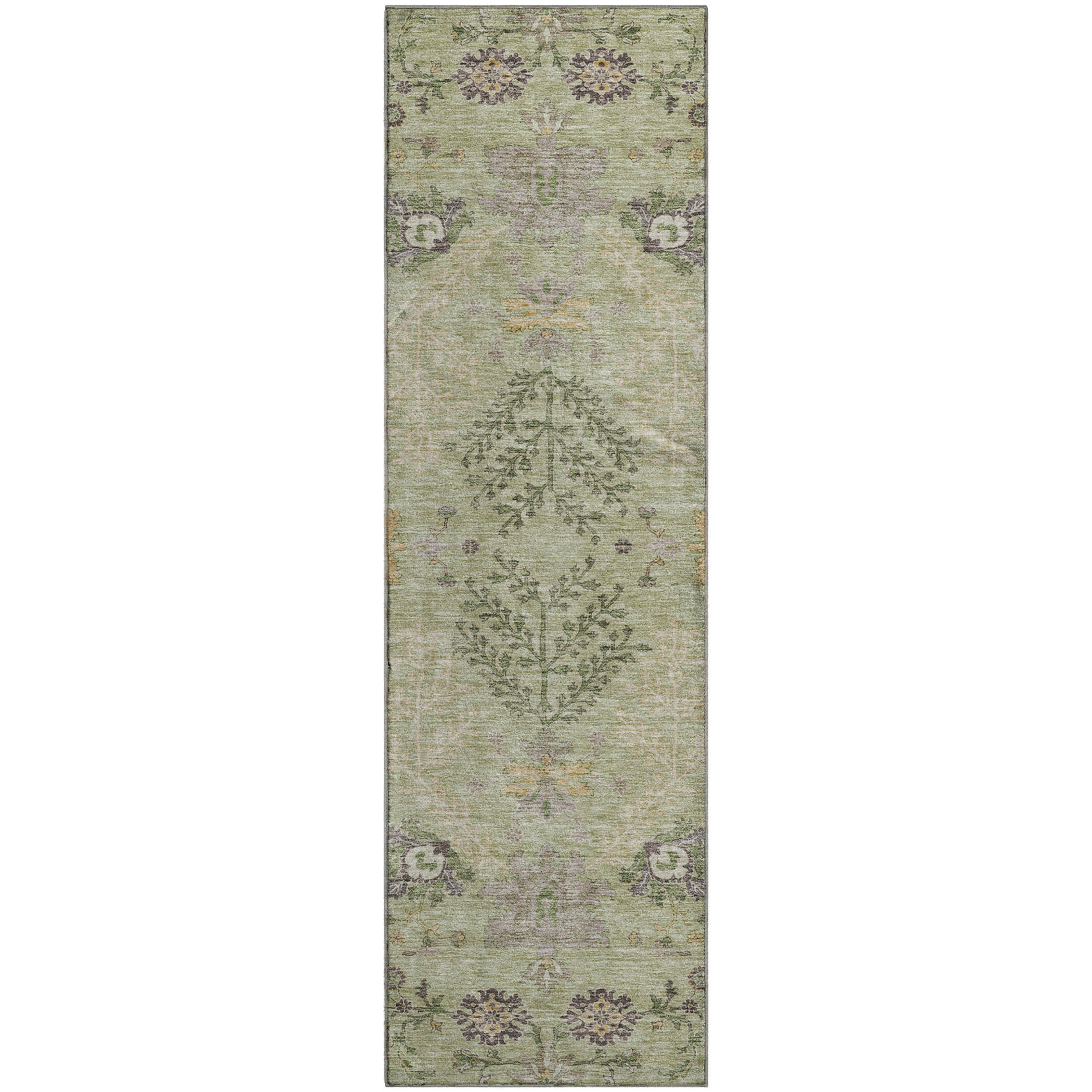 Queenstown Machine Washable Transitional Aloe Green Rug 2'3" x 7'6" #shape_Runner