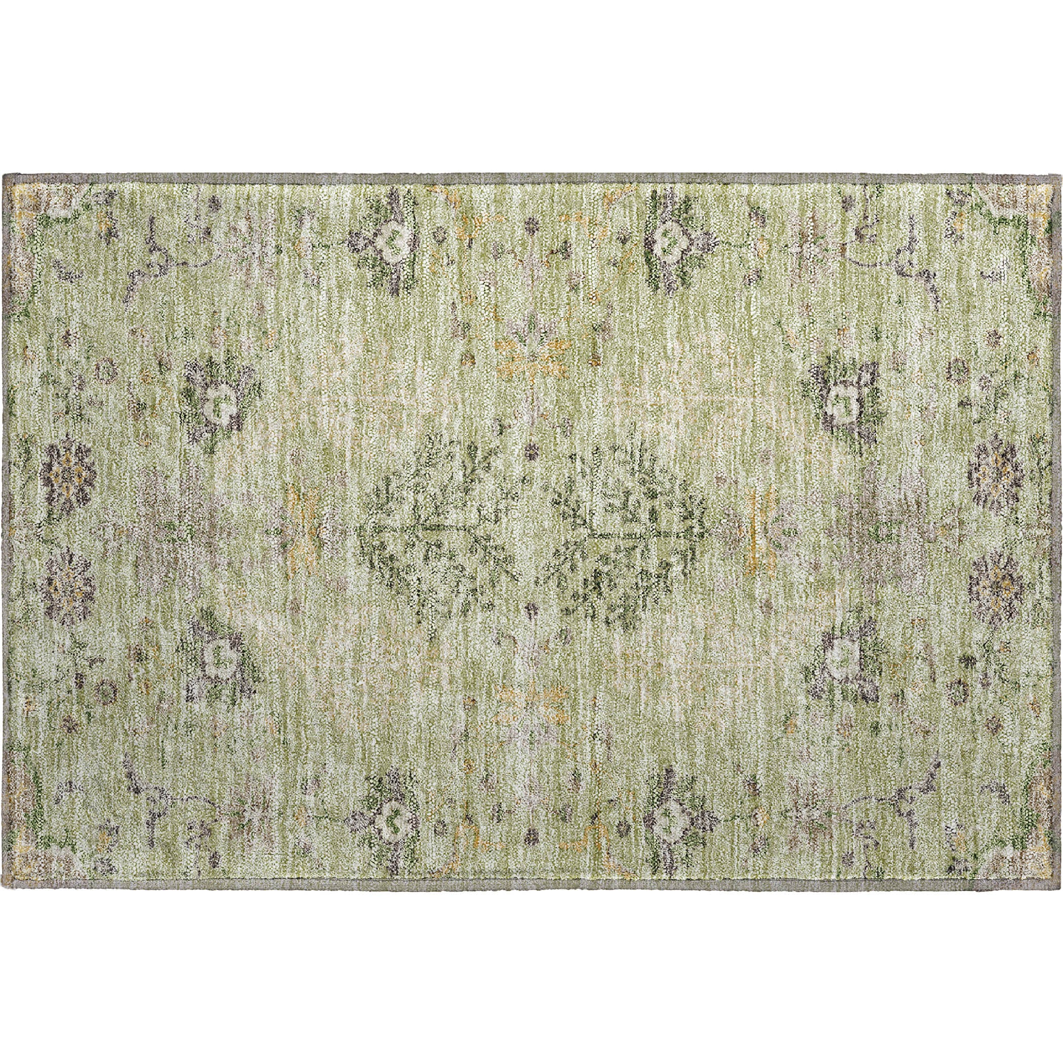 Queenstown Machine Washable Transitional Aloe Green Rug 1'8" x 2'6" #shape_Rectangle