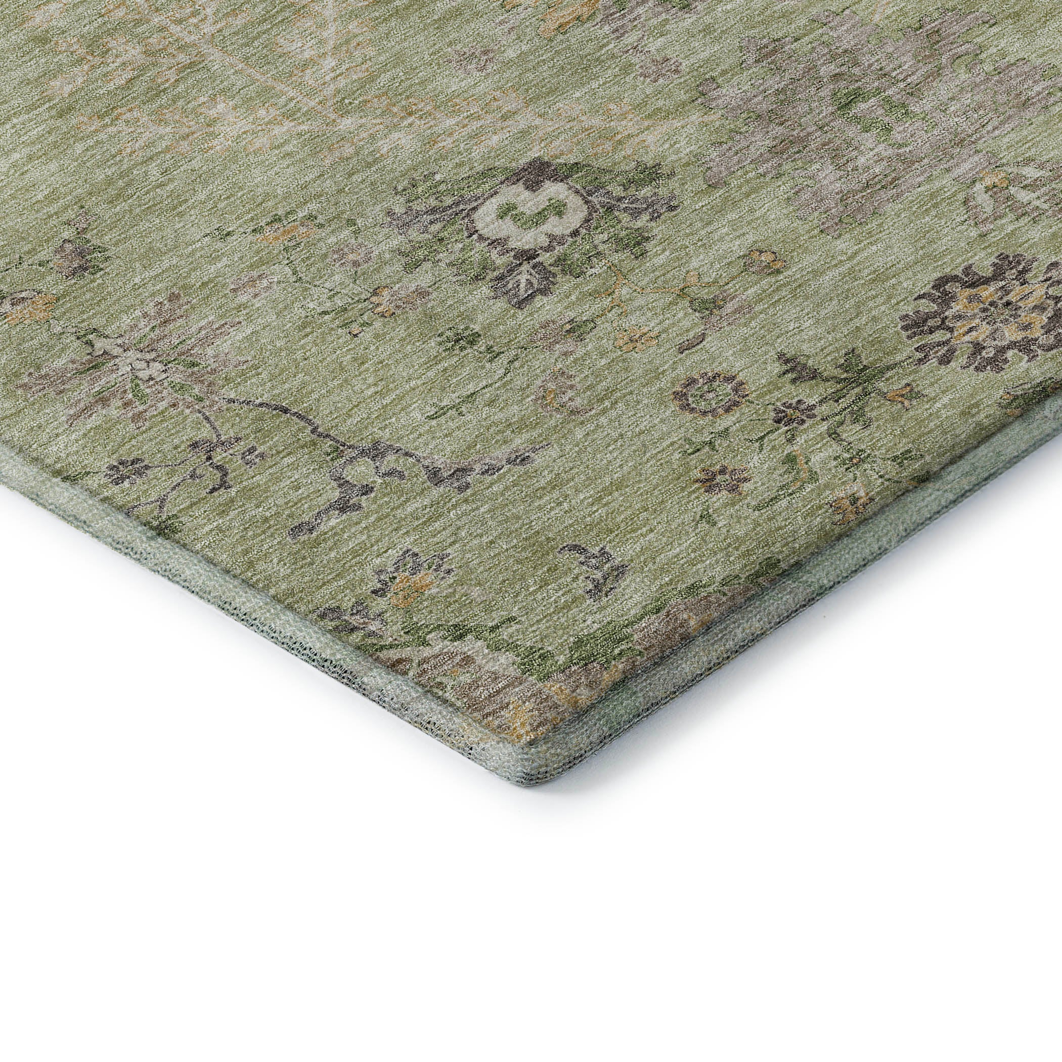 Queenstown Machine Washable Transitional Aloe Green Rug 1'8" x 2'6" #shape_Rectangle
