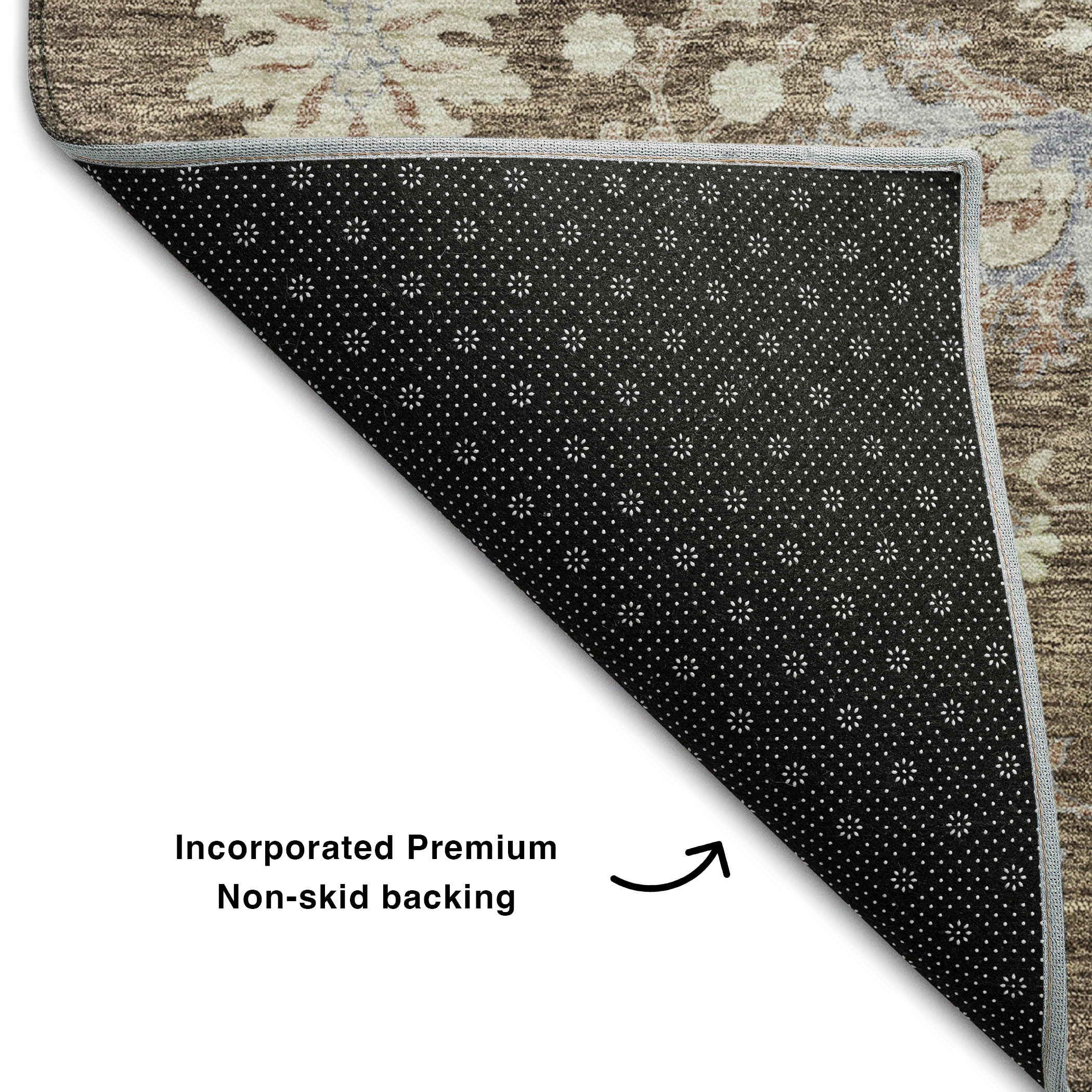 Queenstown Machine Washable Transitional Brown Rug 1'8" x 2'6" #shape_Rectangle