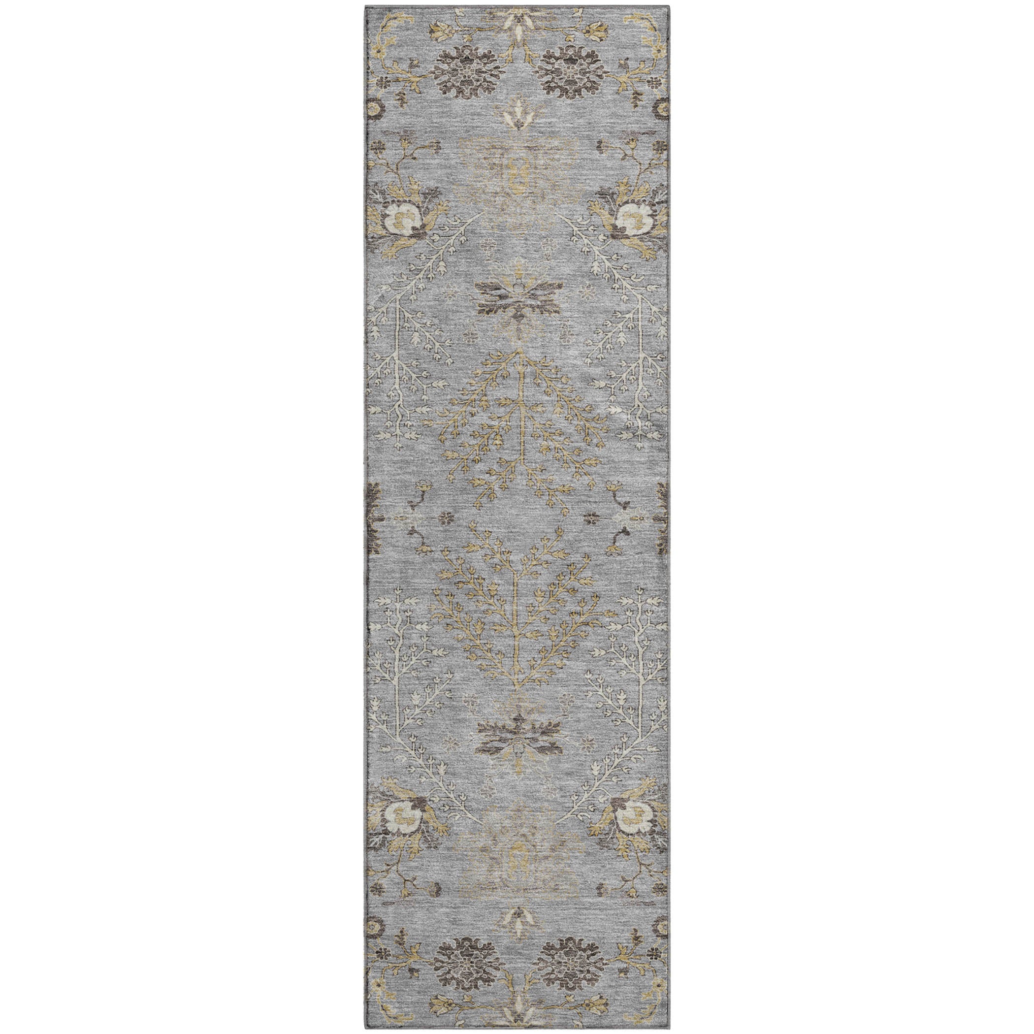 Queenstown Machine Washable Transitional Gray Rug 2'3" x 7'6" #shape_Runner