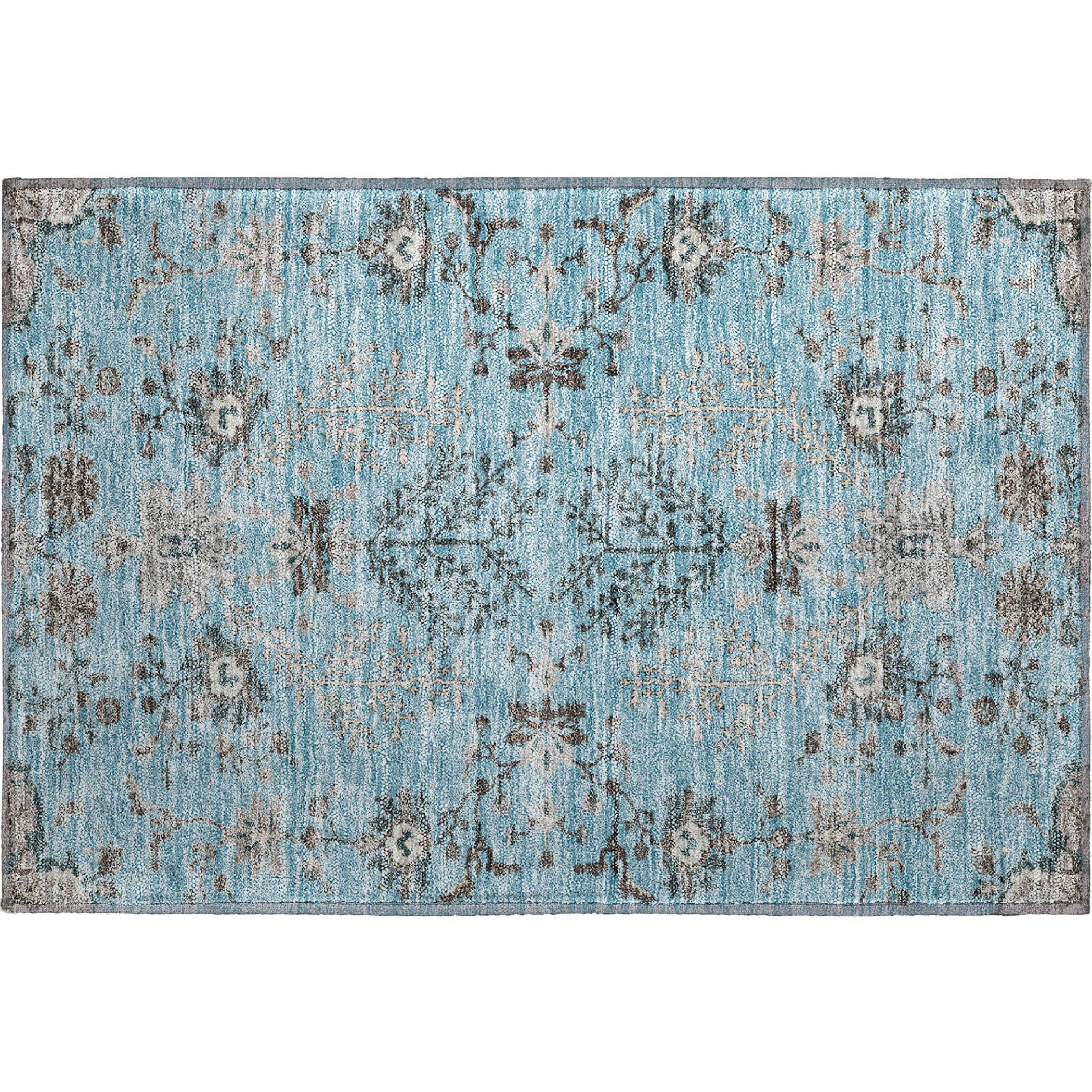 Queenstown Machine Washable Transitional Sky Blue Rug 1'8" x 2'6" #shape_Rectangle