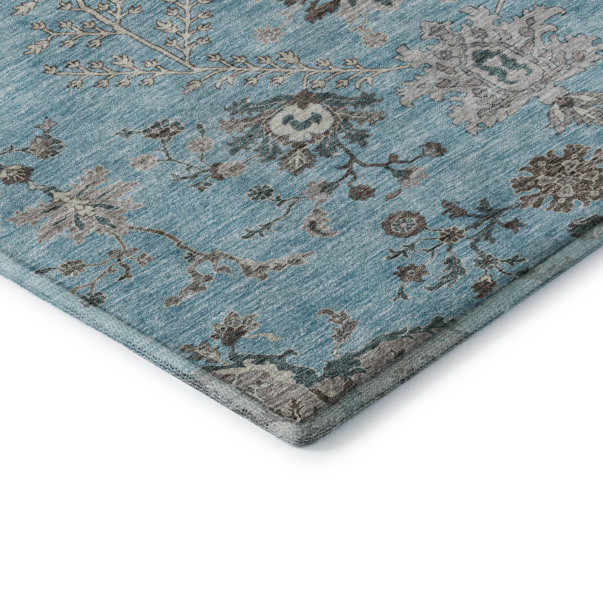 Queenstown Machine Washable Transitional Sky Blue Rug 1'8" x 2'6" #shape_Rectangle