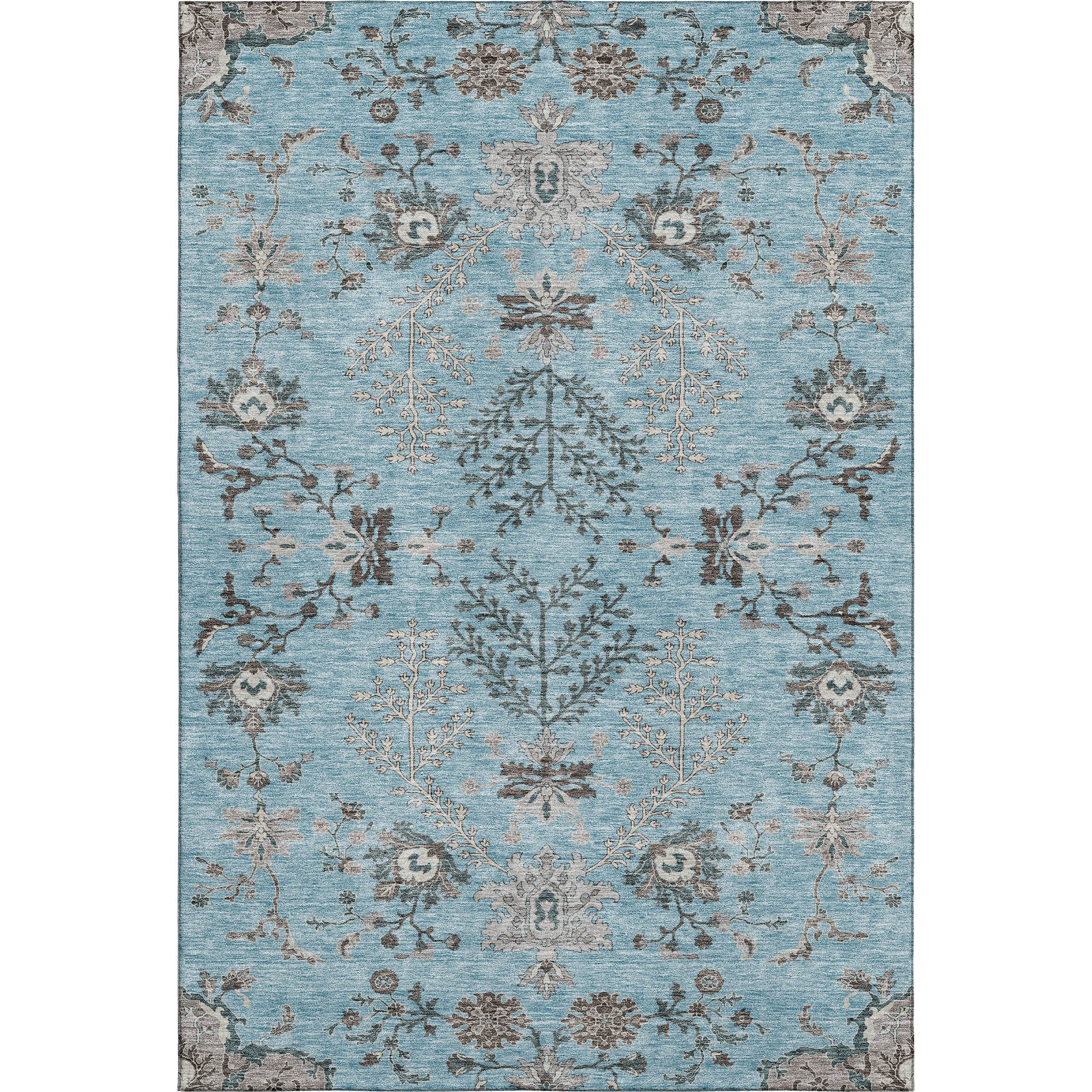 Queenstown Machine Washable Transitional Sky Blue Rug 2'6" x 3'10" #shape_Rectangle
