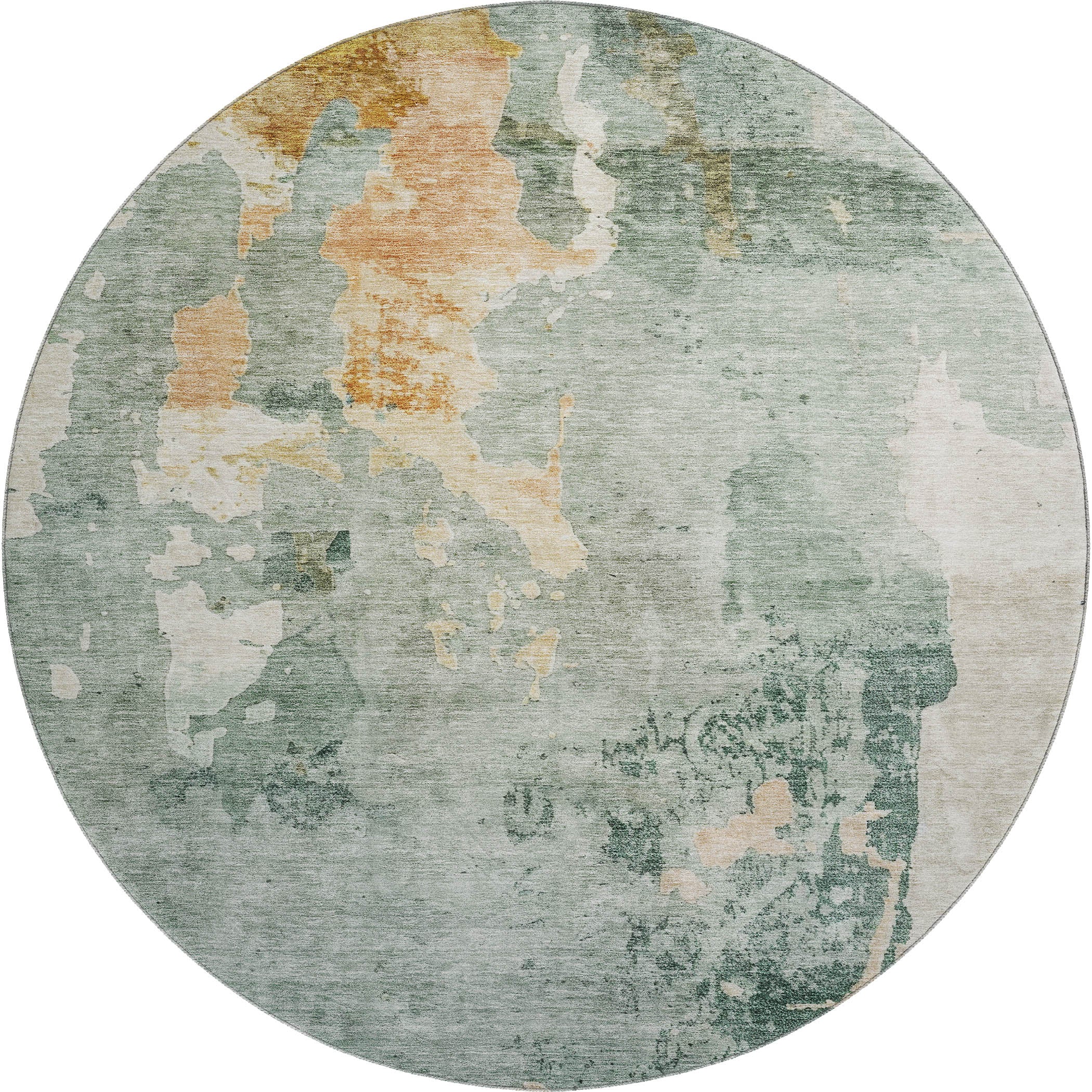 Sarajevo Machine Washable Transitional Seafoam Blue Rug 8' x 8' #shape_Round