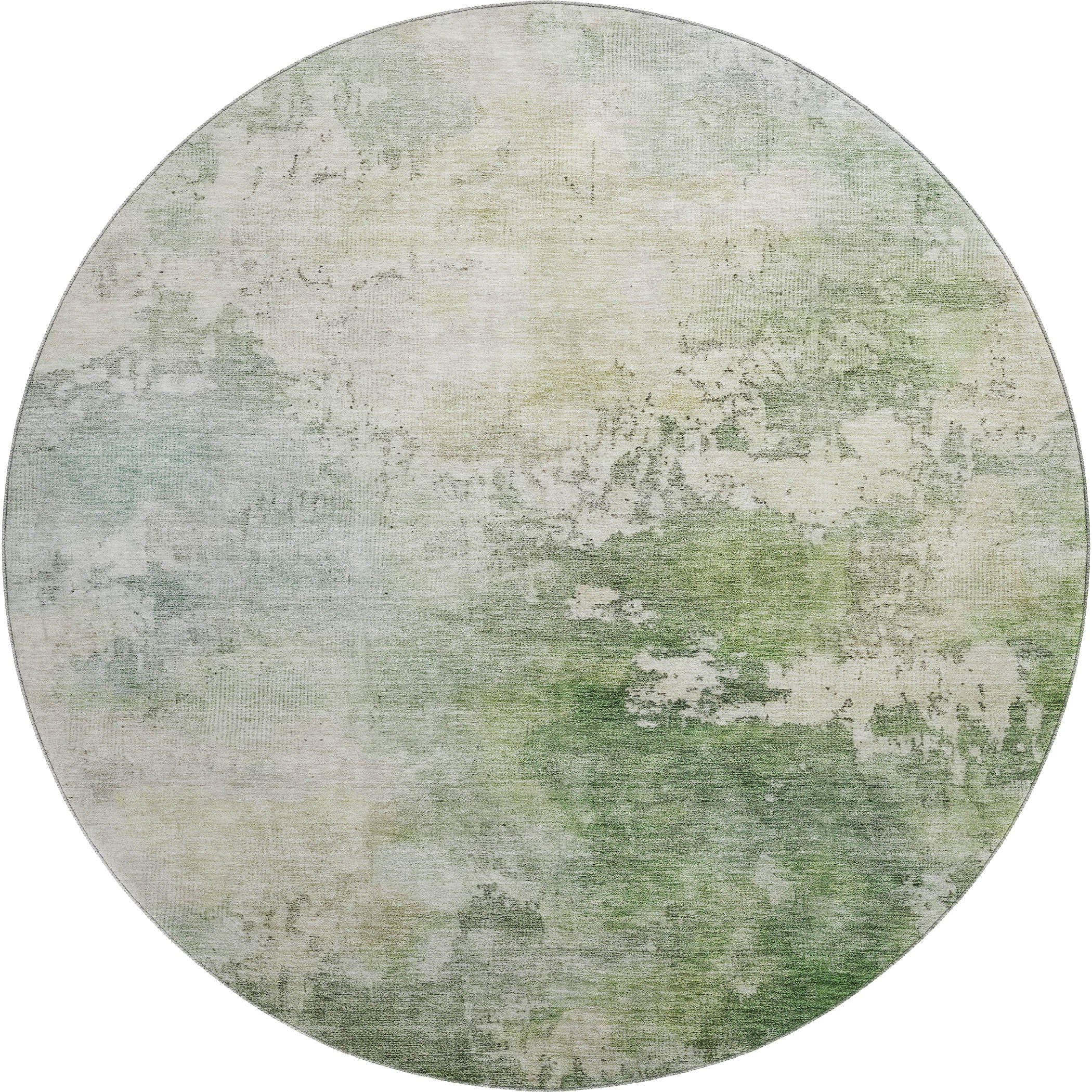 Rome Machine Washable Transitional Aloe Green Rug 8' x 8' #shape_Round