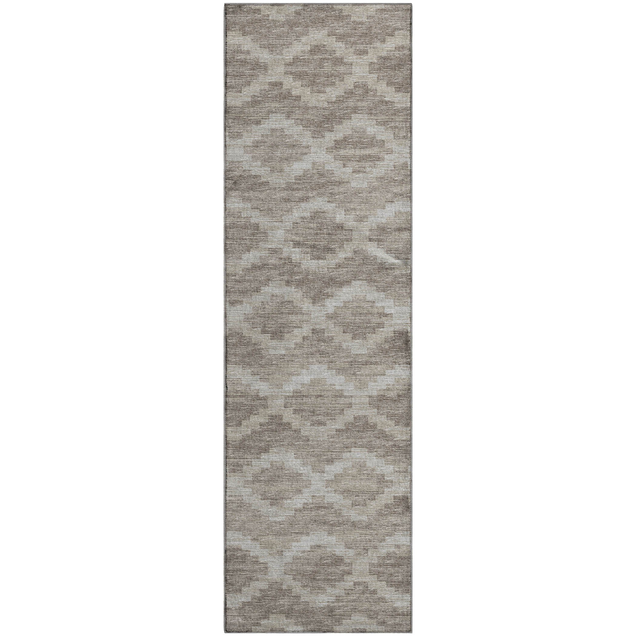 Queenstown Machine Washable Transitional Tan Neutral Rug 2'3" x 7'6" #shape_Runner