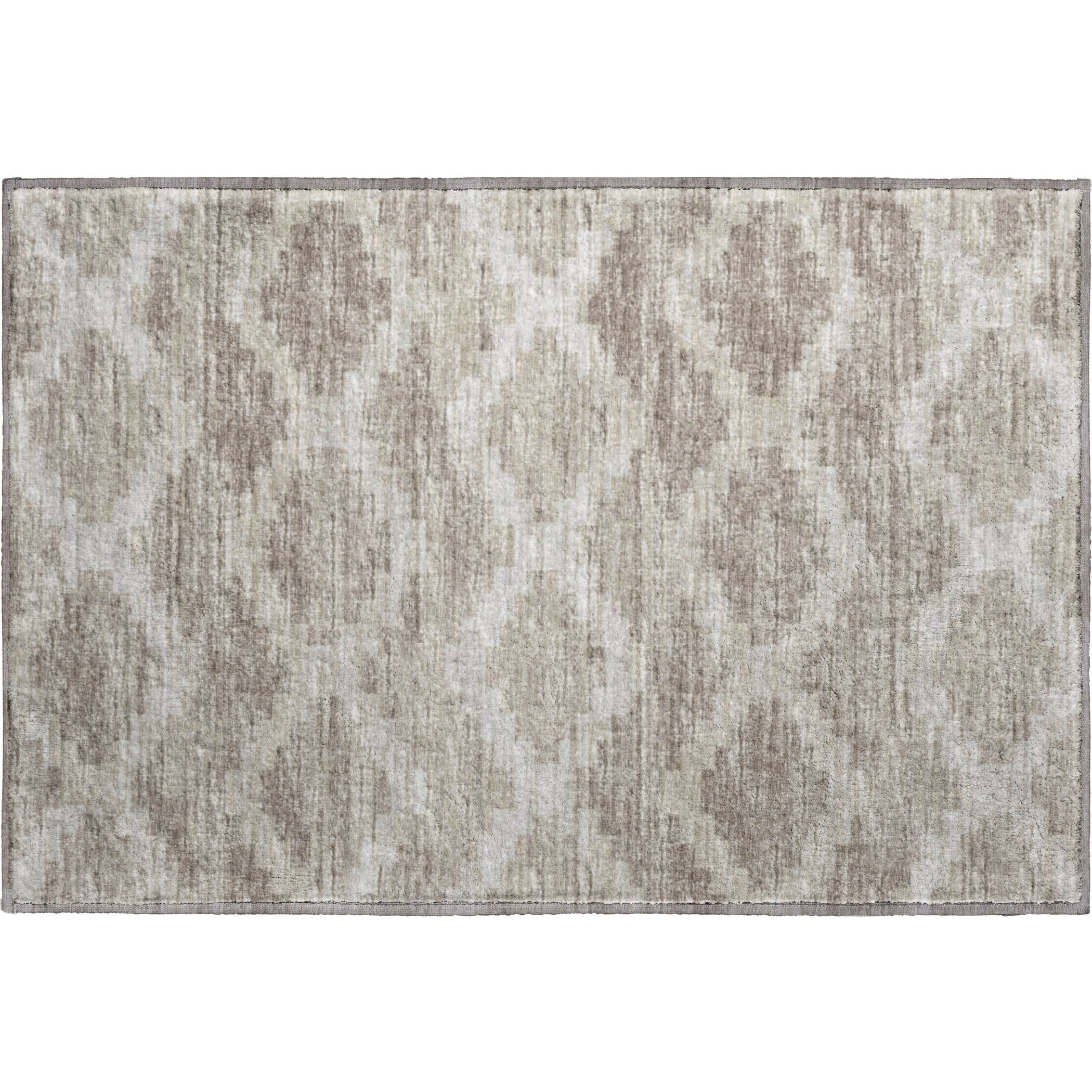 Queenstown Machine Washable Transitional Tan Neutral Rug 1'8" x 2'6" #shape_Rectangle