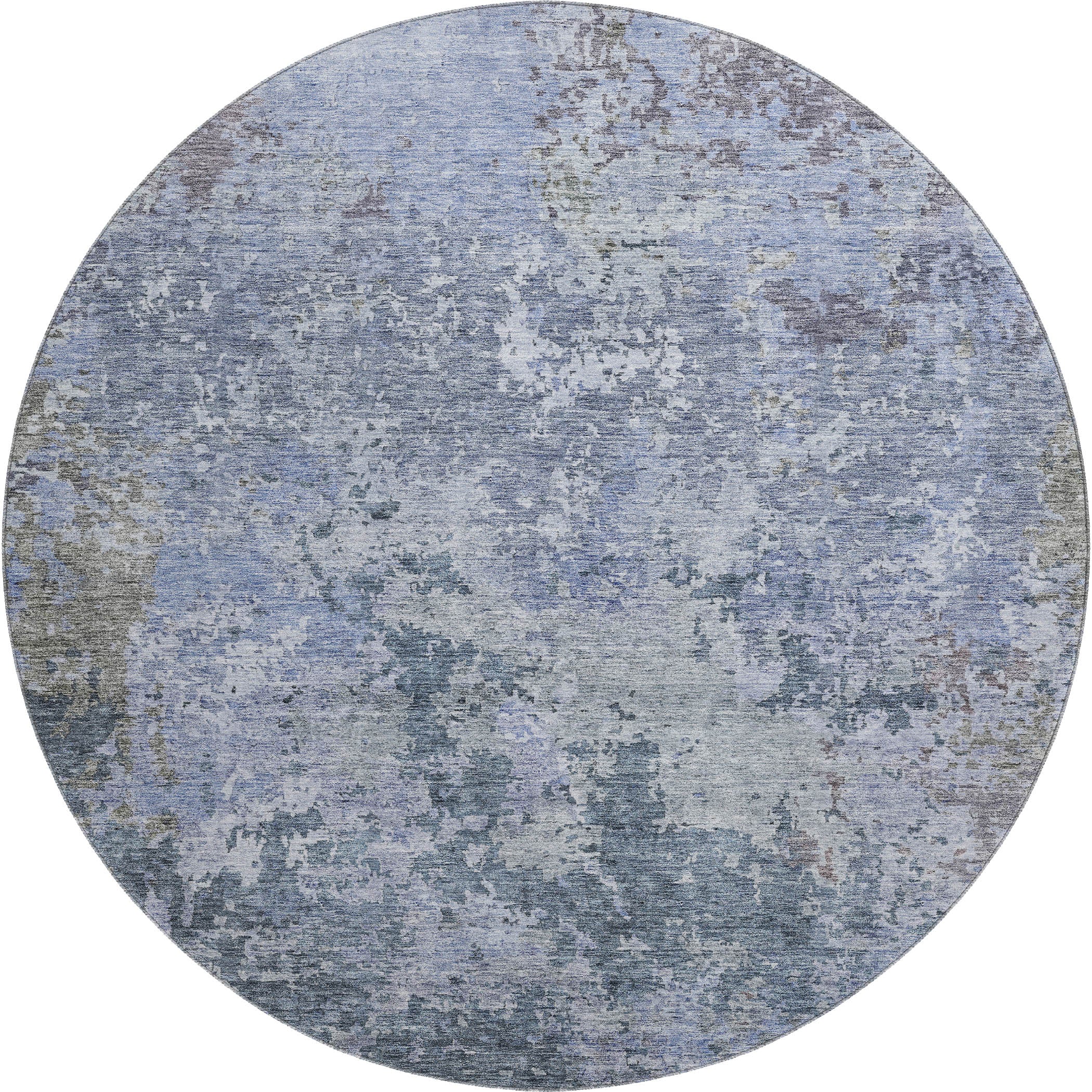 Lucerne Machine Washable Transitional Blue Rug 8' x 8' #shape_Round