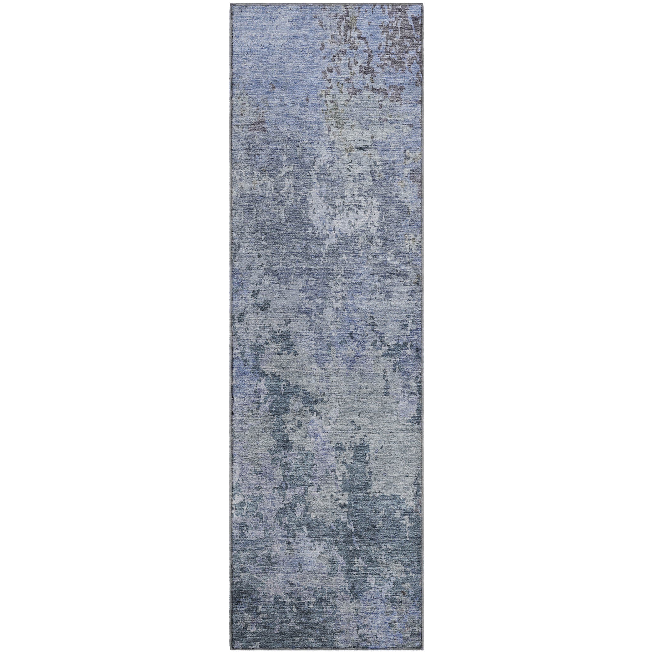 Lucerne Machine Washable Transitional Blue Rug 2'3" x 7'6" #shape_Runner